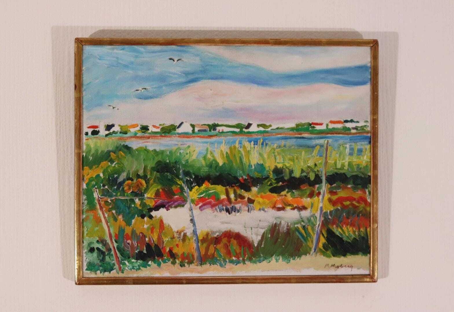 Original Swedish Oil On Canvas – “Camargue” By Maurice Moberg – Vintage & Framed – 33 × 41 Cm (13.0" × 16.1") photo for sale