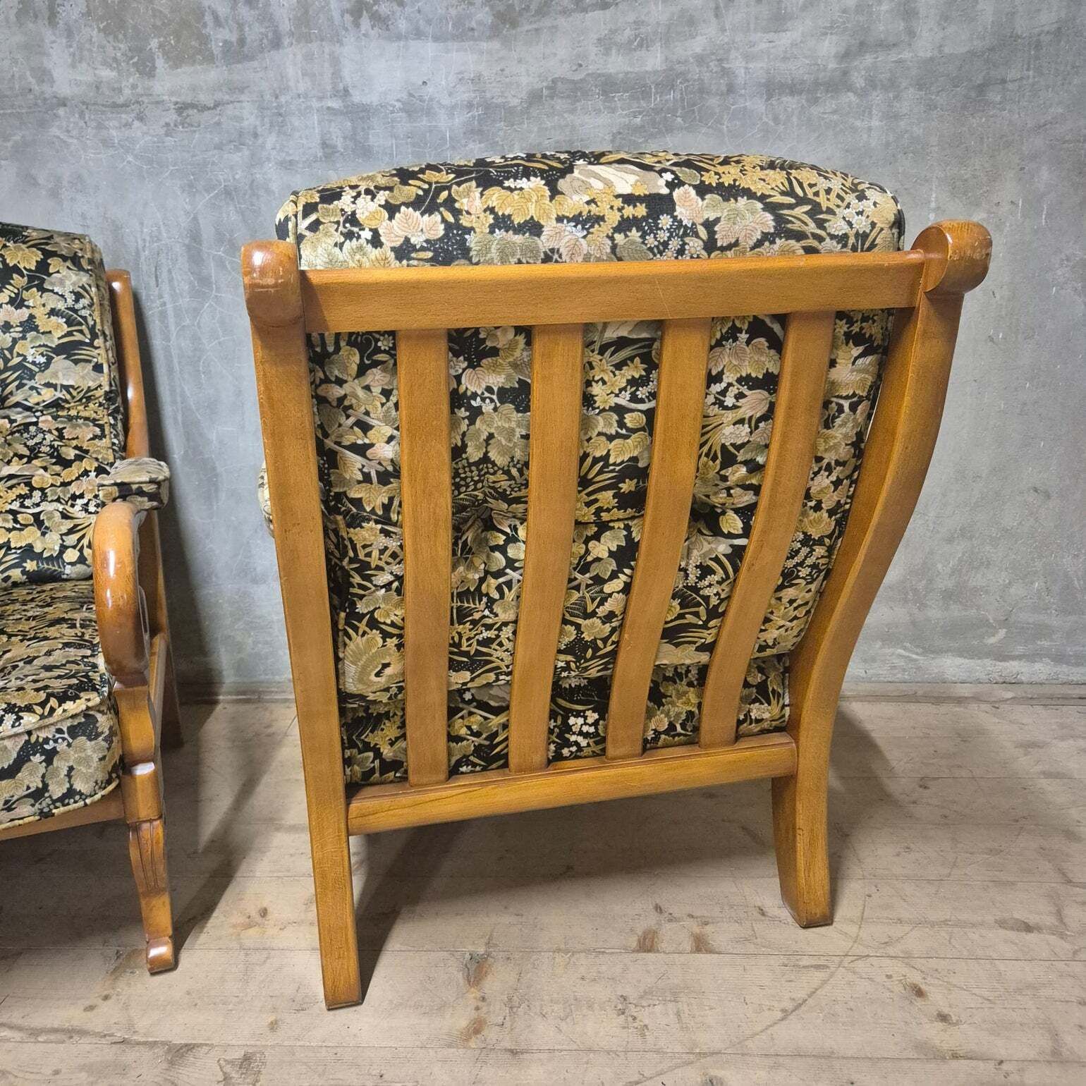 Pair Of Wooden Armchairs With Curved Arms, Czechoslovakia, 1940s–1950s photo vinterior