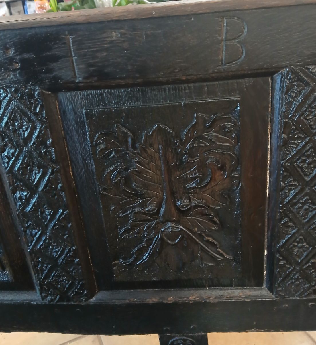 Furniture 18th Century Pine Hand Carved Hall Bench Poss Reconstructed  Queen Anne Coffer photo