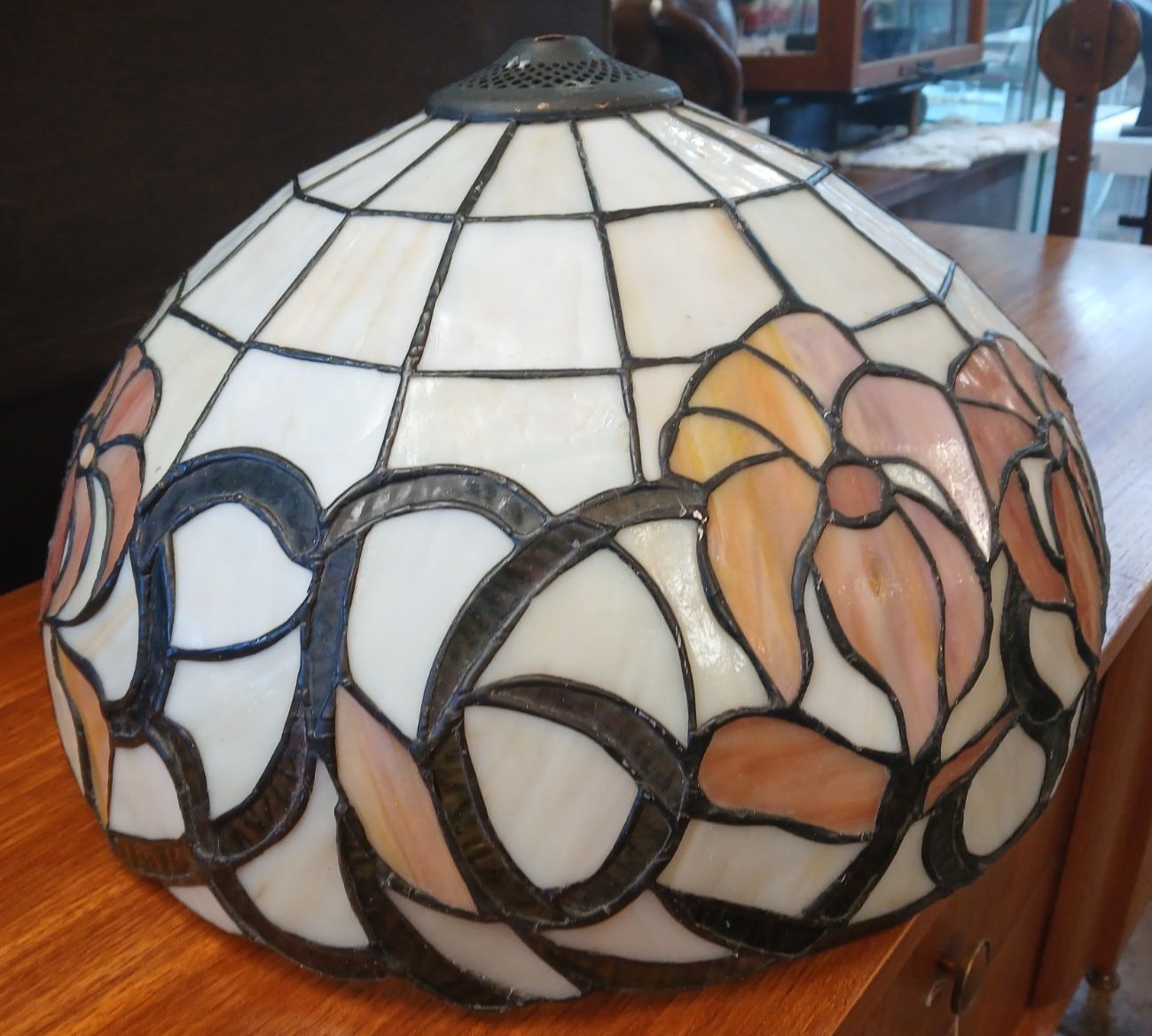 Large Mid Century Tiffany Style Ceiling/Standard Lamp Pendant Lampshade A/F photo 174.0