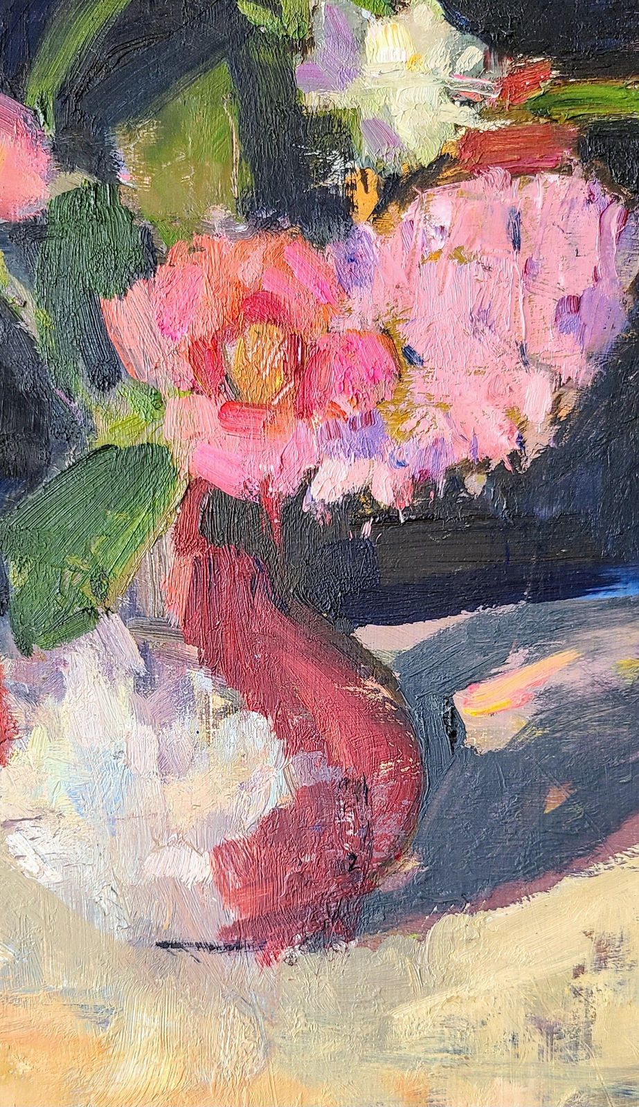 Original Framed Contemporary Impressionist Floral Still Life Spring Flowers In A Petersham Vase By Sarah Dickinson photo furniture