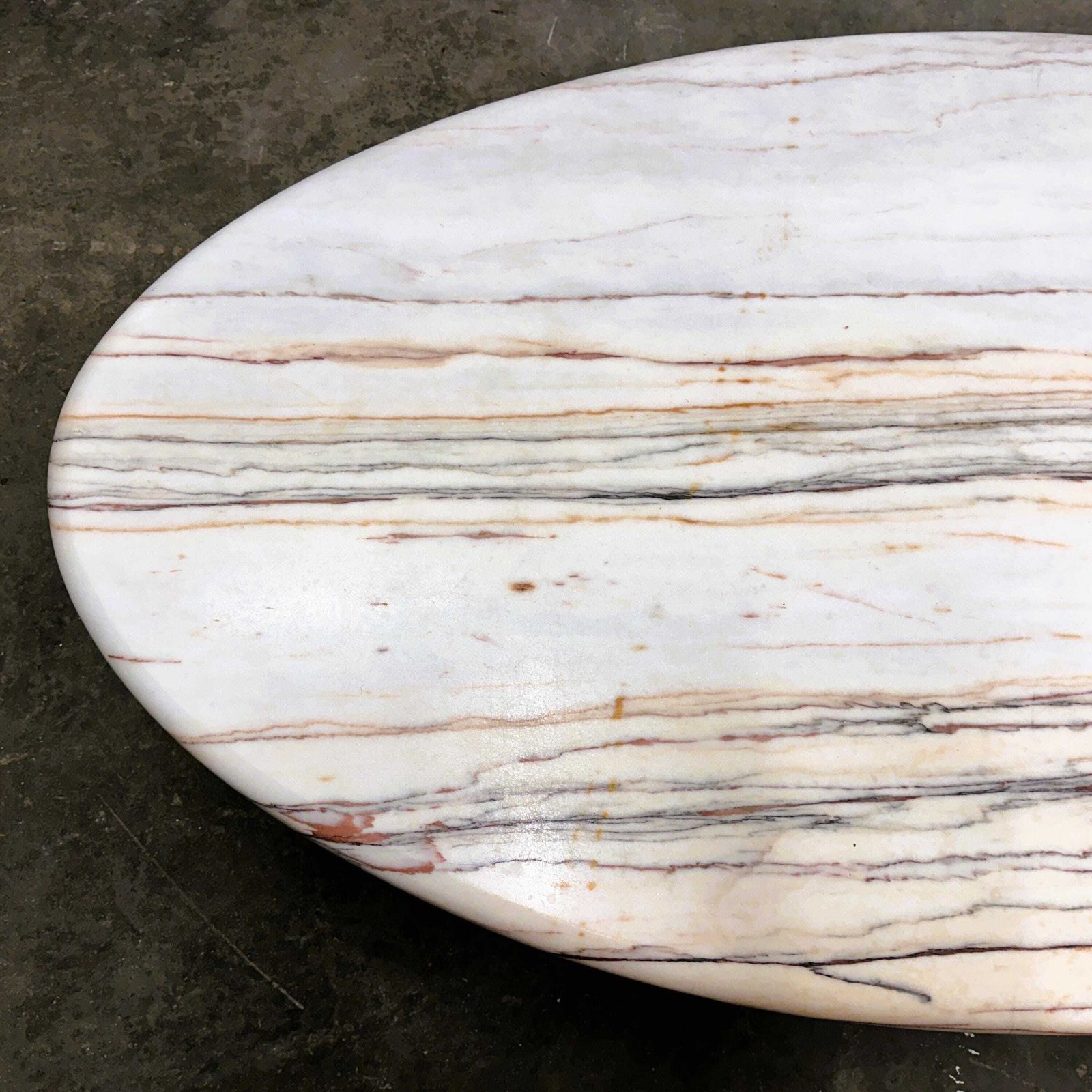 photo vintage Stunning Oval Breccia Sarda Striato Marble Coffee Table, Italy 1980s.