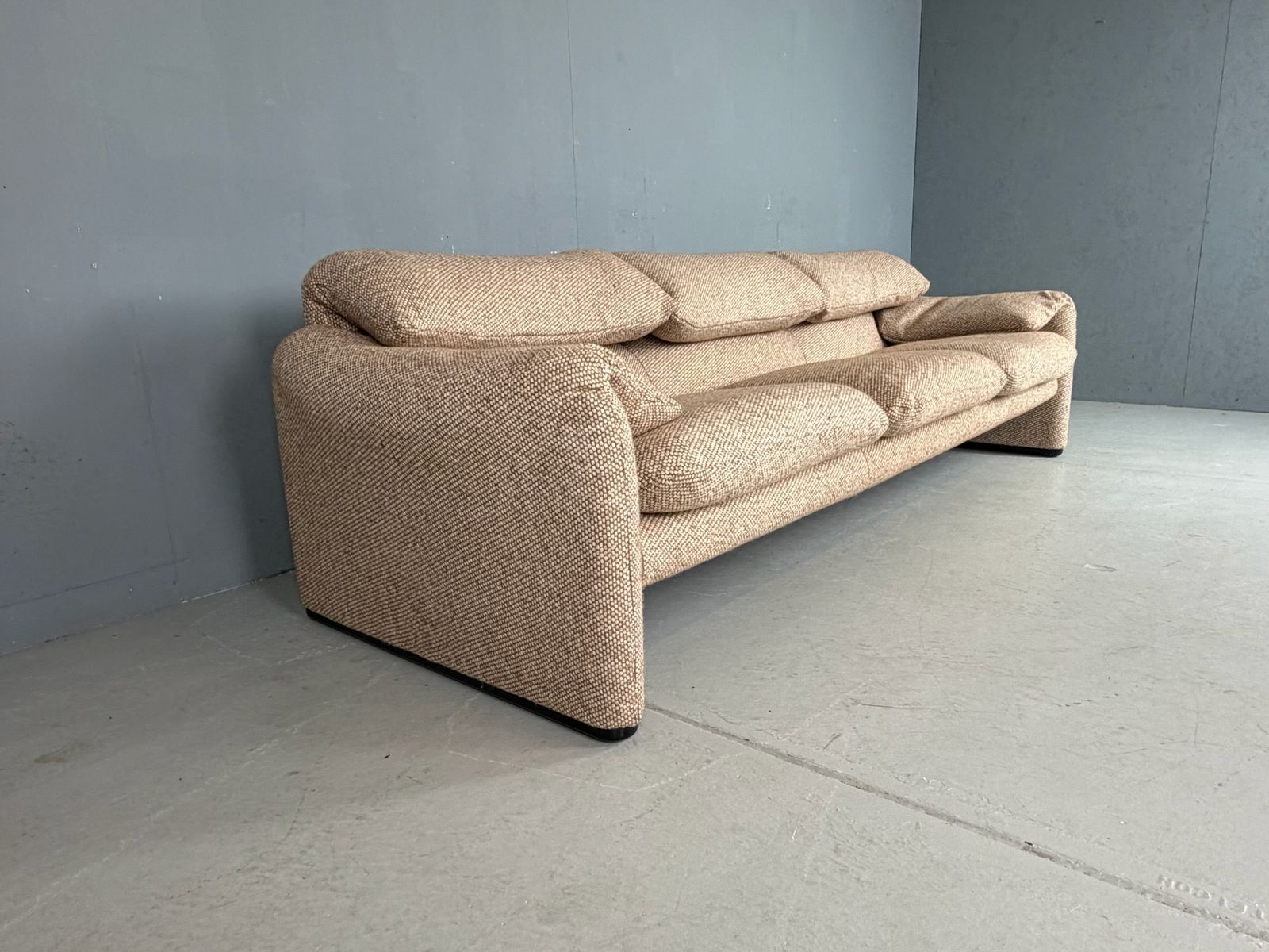 Vico Magistretti "Maralunga" 3 Seater Re Upholstered Full Wool Sofa For Cassina photo for sale