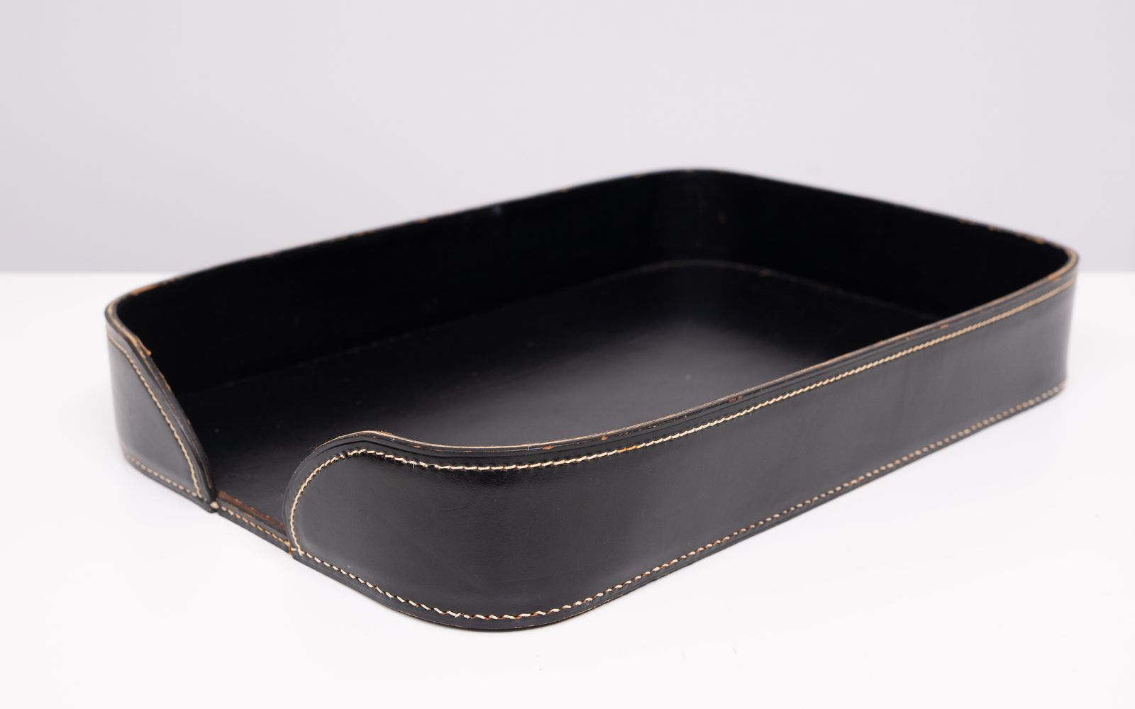 photo furniture Large Exclusive Stich Leather Desk Set 1960s France