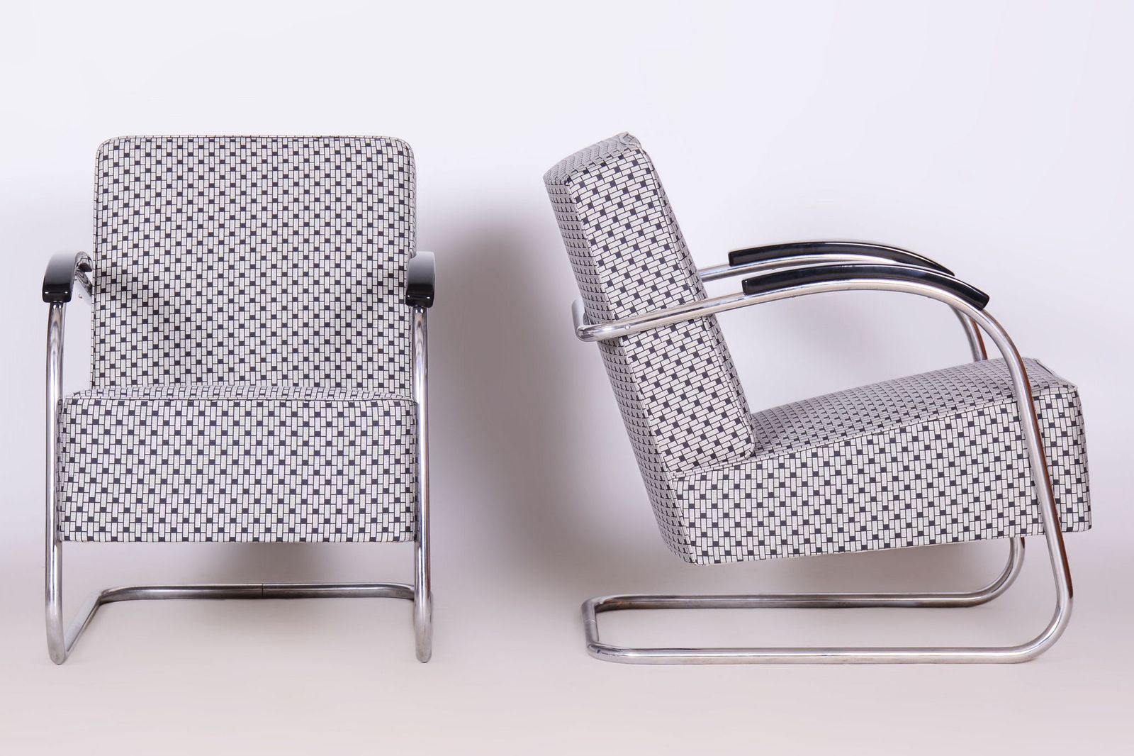 Pair Of Restored Bauhaus Armchairs, By Mücke Melder, Chrome, Czech, 1930s photo 3050.0
