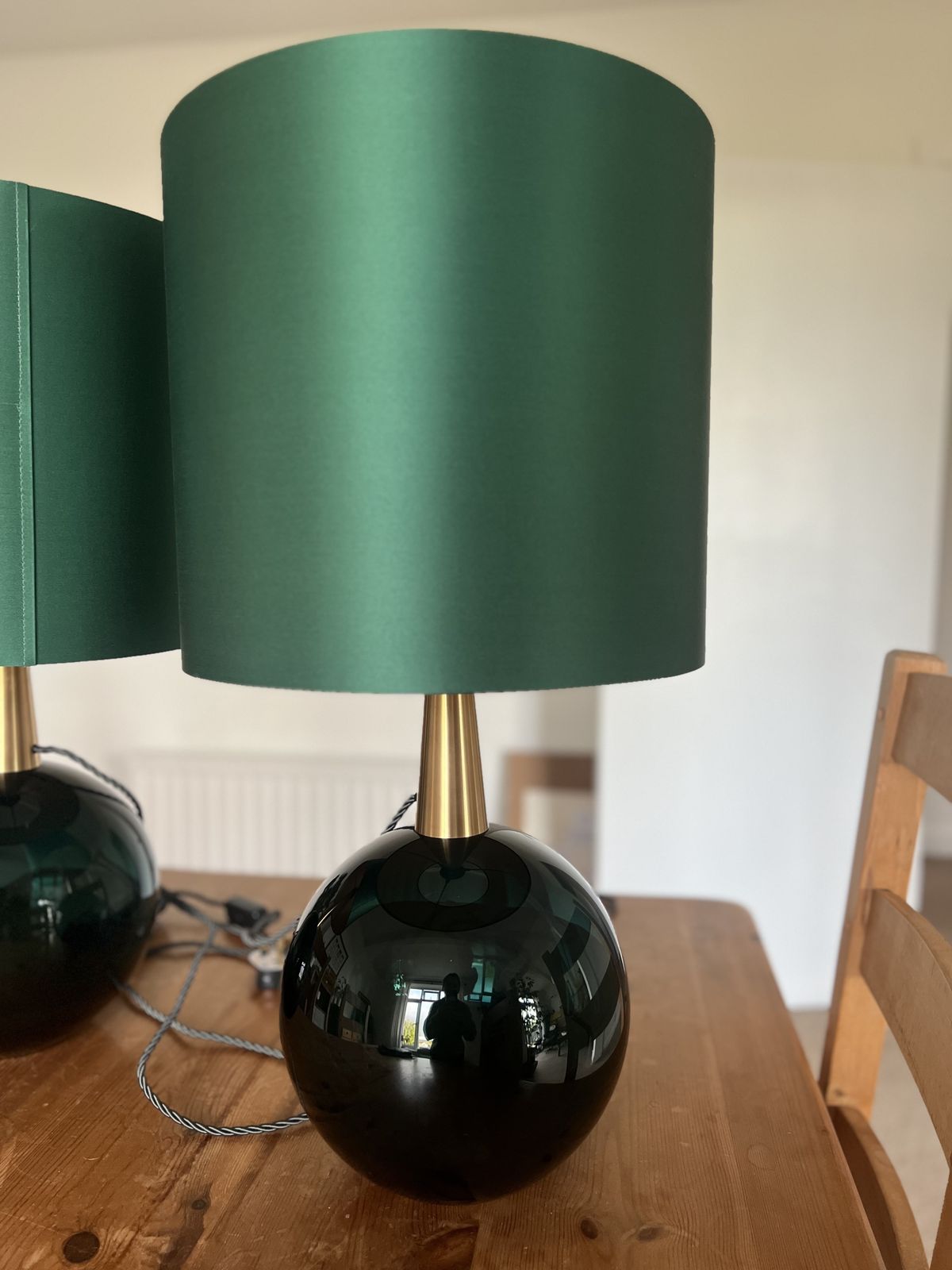 Pair Of Porta Romana Bishop Lamps In Emerald Green   Blown Glass photo Lighting
