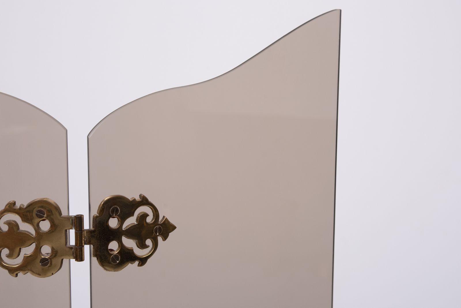 Drieluik Haardscherm Van Rookglas, Ca. Jaren 1950 photo 1500.0
