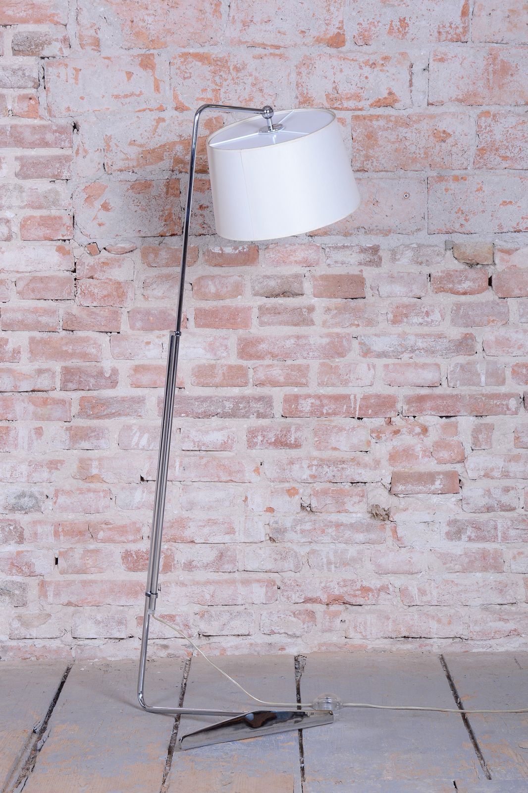 Original Mid Century Floor Lamp, By G. Teixido, Chrome, Coton, Italy, 1990s photo for sale
