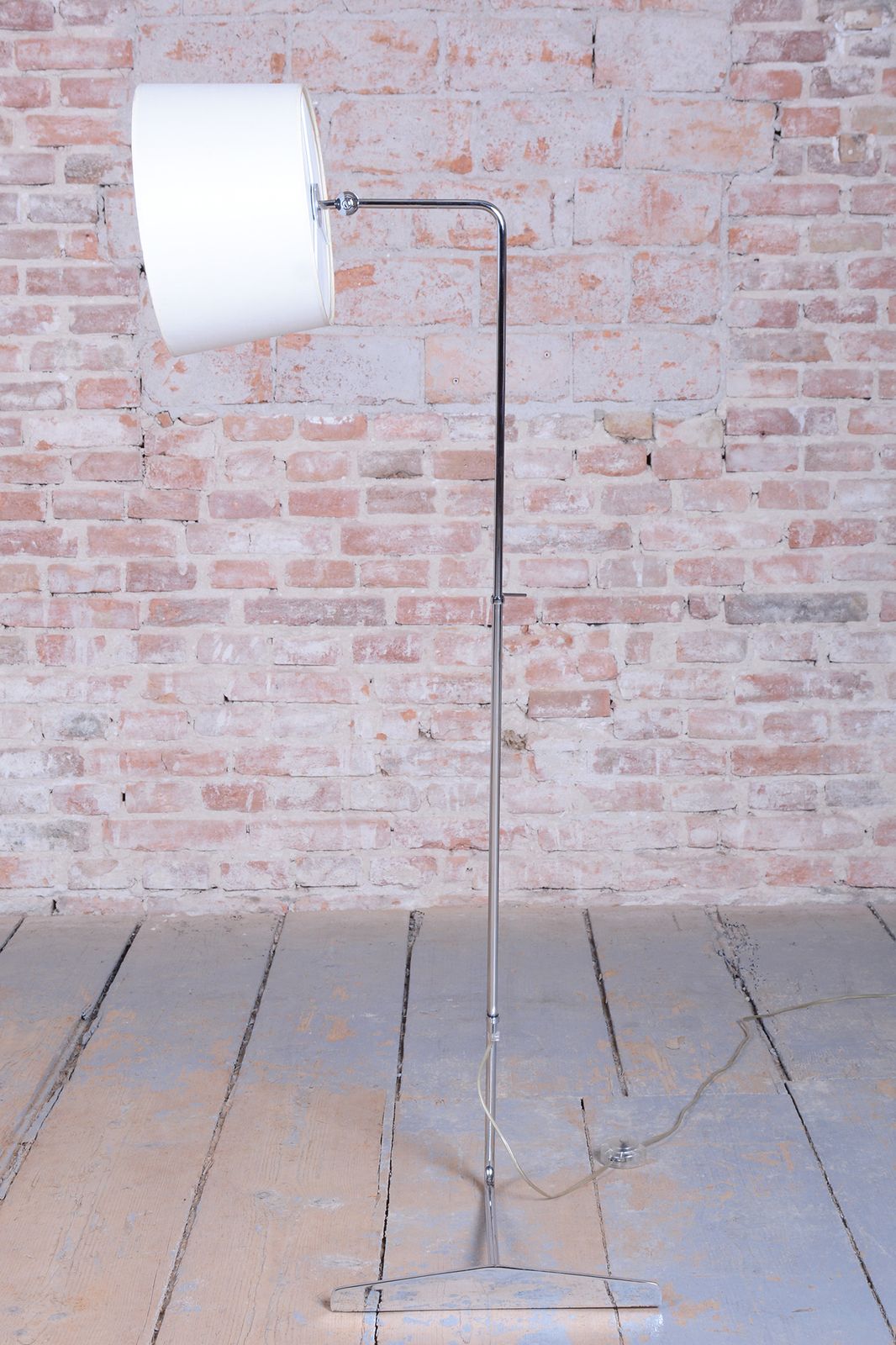 Original Mid Century Floor Lamp, By G. Teixido, Chrome, Coton, Italy, 1990s photo vintage