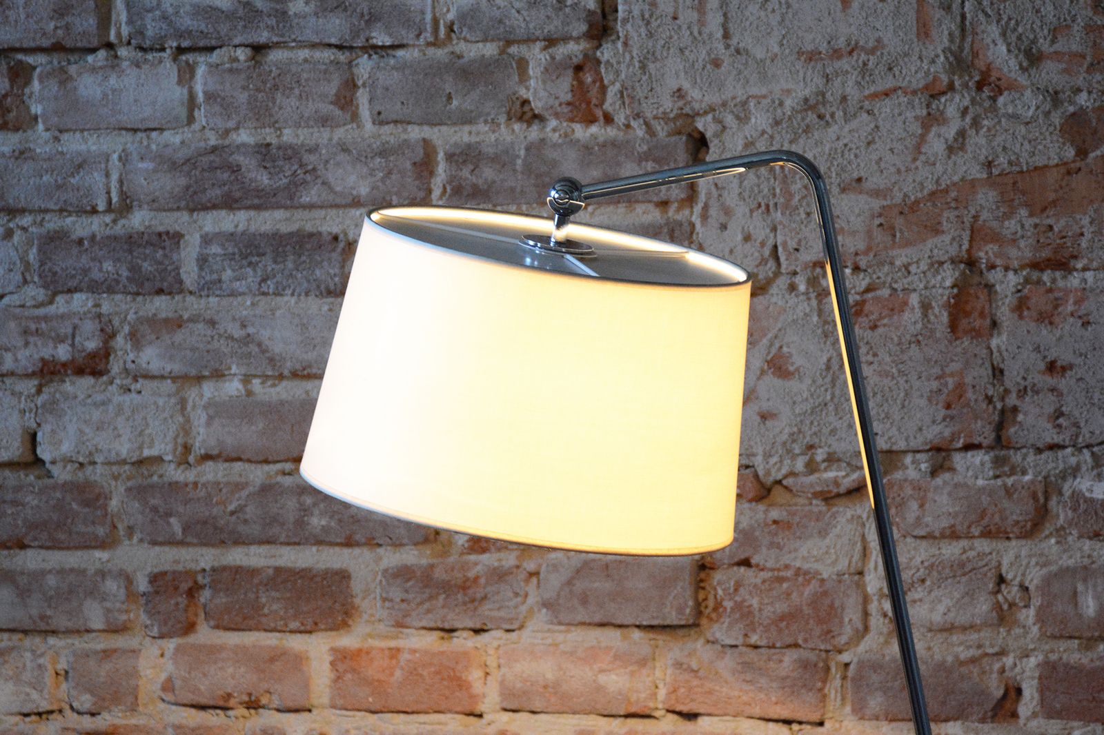 photo buy Original Mid Century Floor Lamp, By G. Teixido, Chrome, Coton, Italy, 1990s