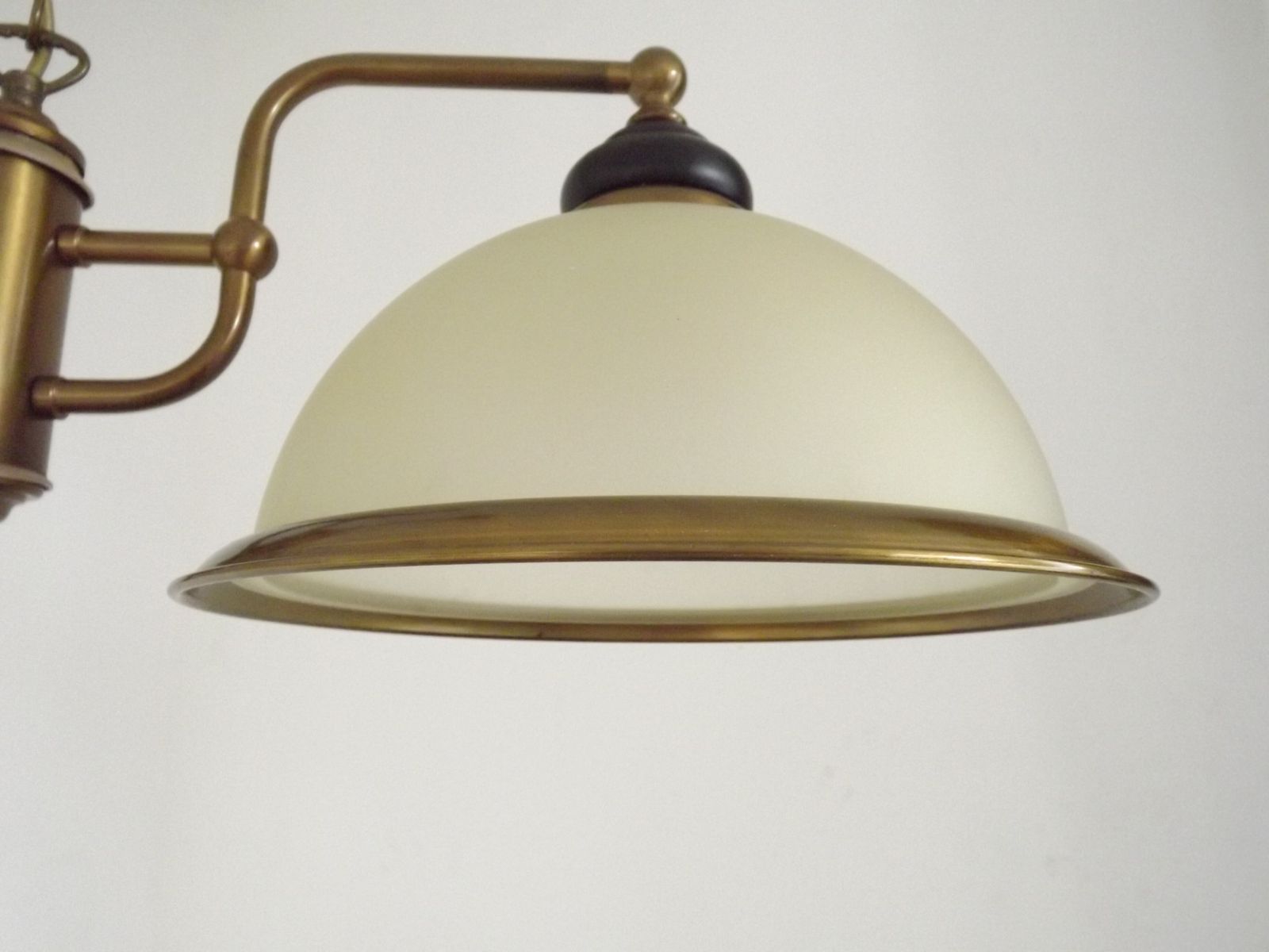 French Mid Century Bronze Effect And Black Metal Double Billiard Light With Cream Glass Shades photo buy