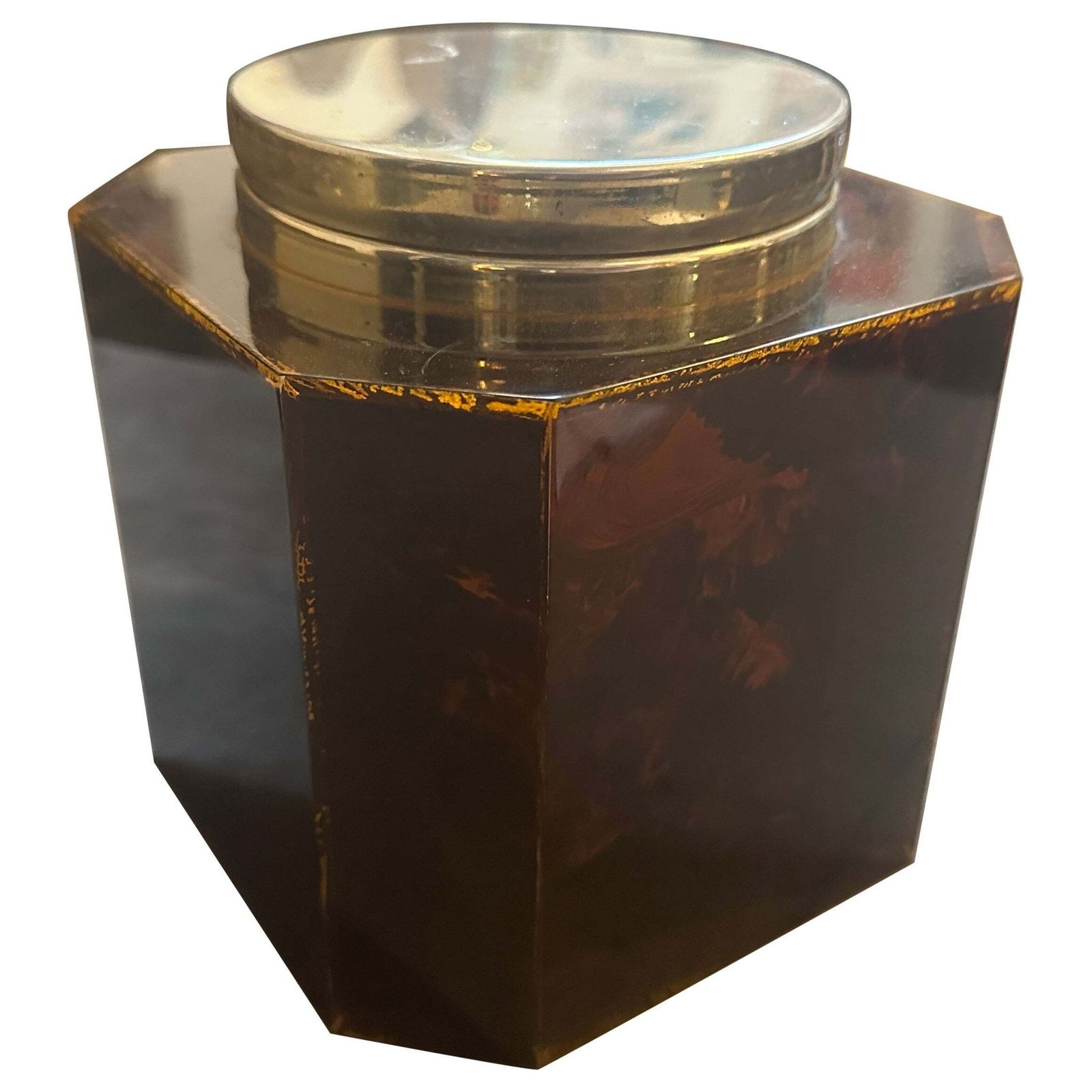 1970s Mid Century Modern Fake Tortoiseshell Lucite Italian Ice Bucket