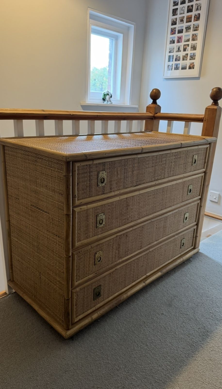 Dal Vera Mid Century Bamboo, Rattan & Brass Chest Of Drawers, Italy, 1970s photo Furniture