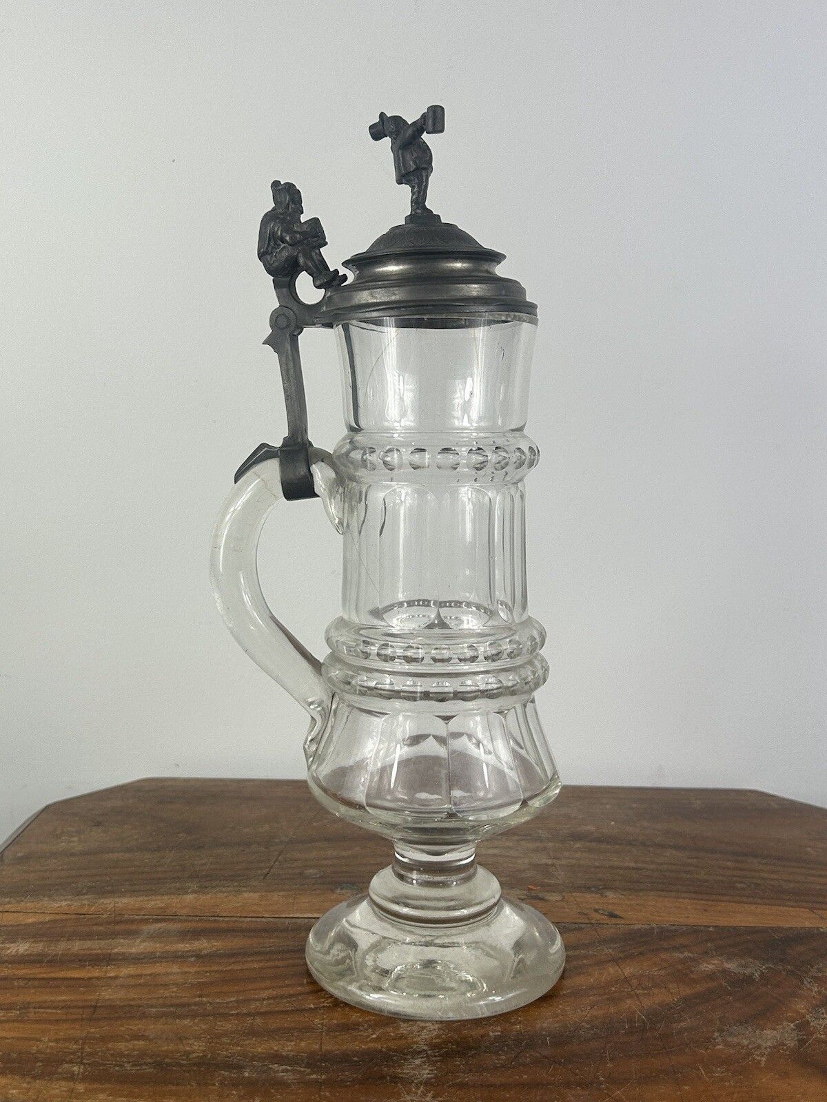 Antique 1880s Bohemian German Cut Glass Beer Stein 33cm Rare Collectible
