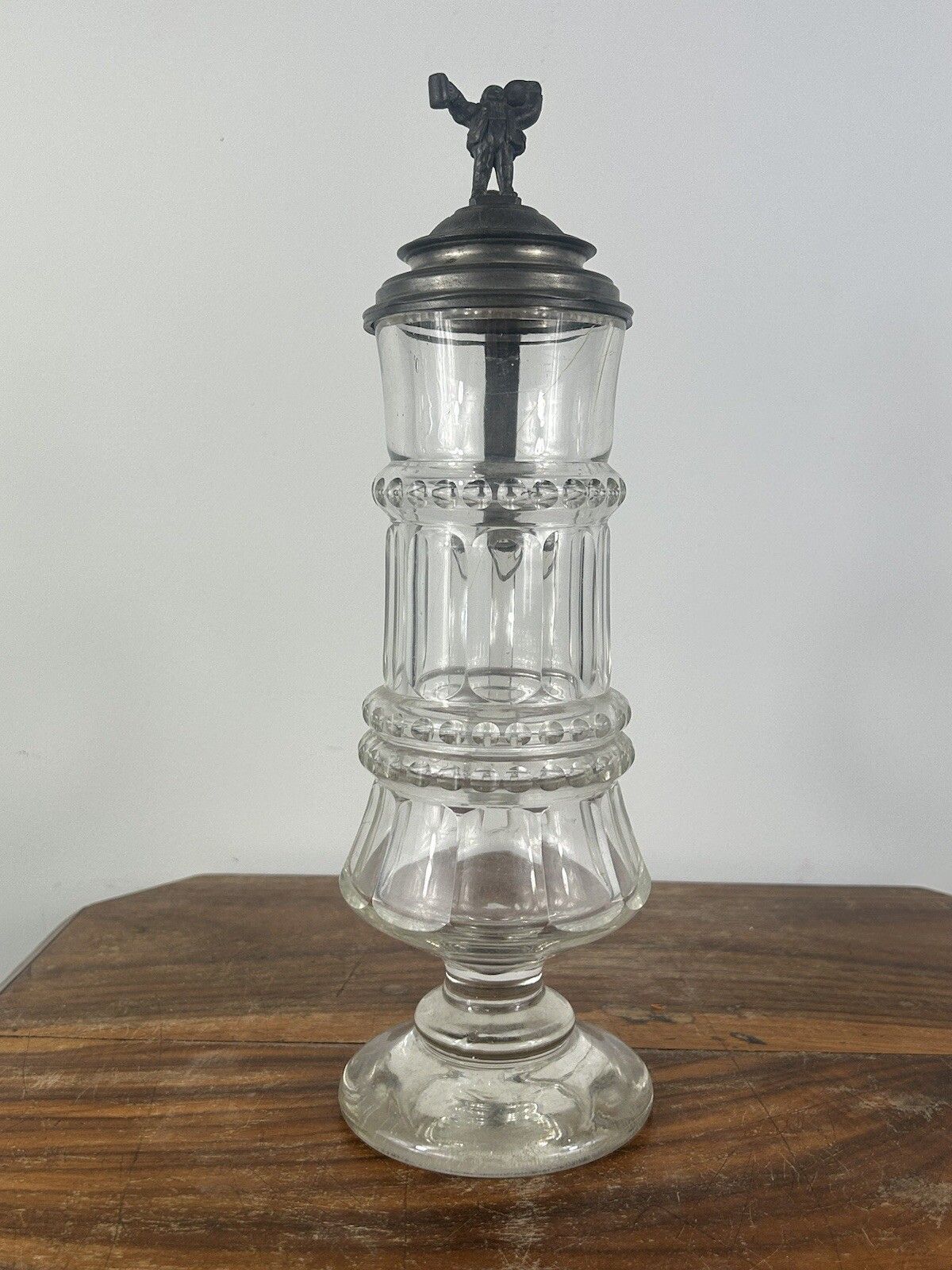 Antique 1880s Bohemian German Cut Glass Beer Stein 33cm Rare Collectible photo furniture
