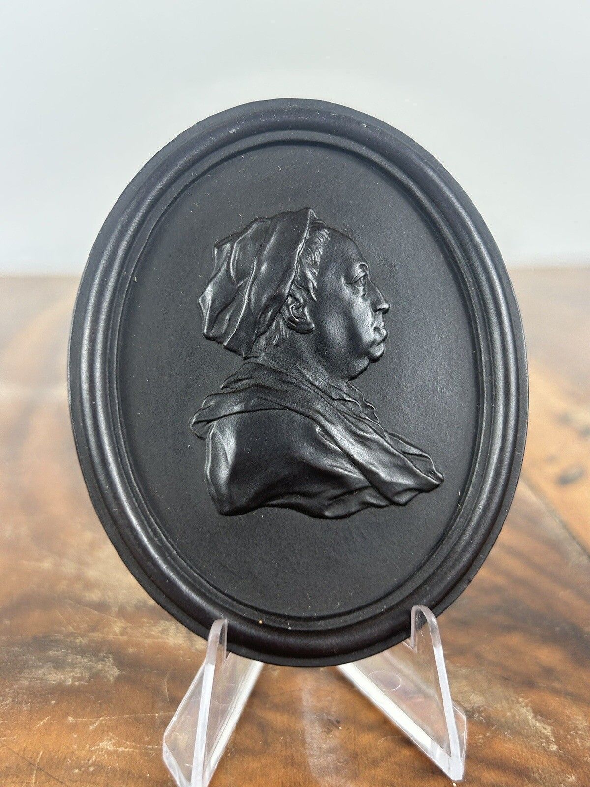 Wedgwood 18th C Black Basalt Jasperware Medallion Portrait Of Martin Folkes