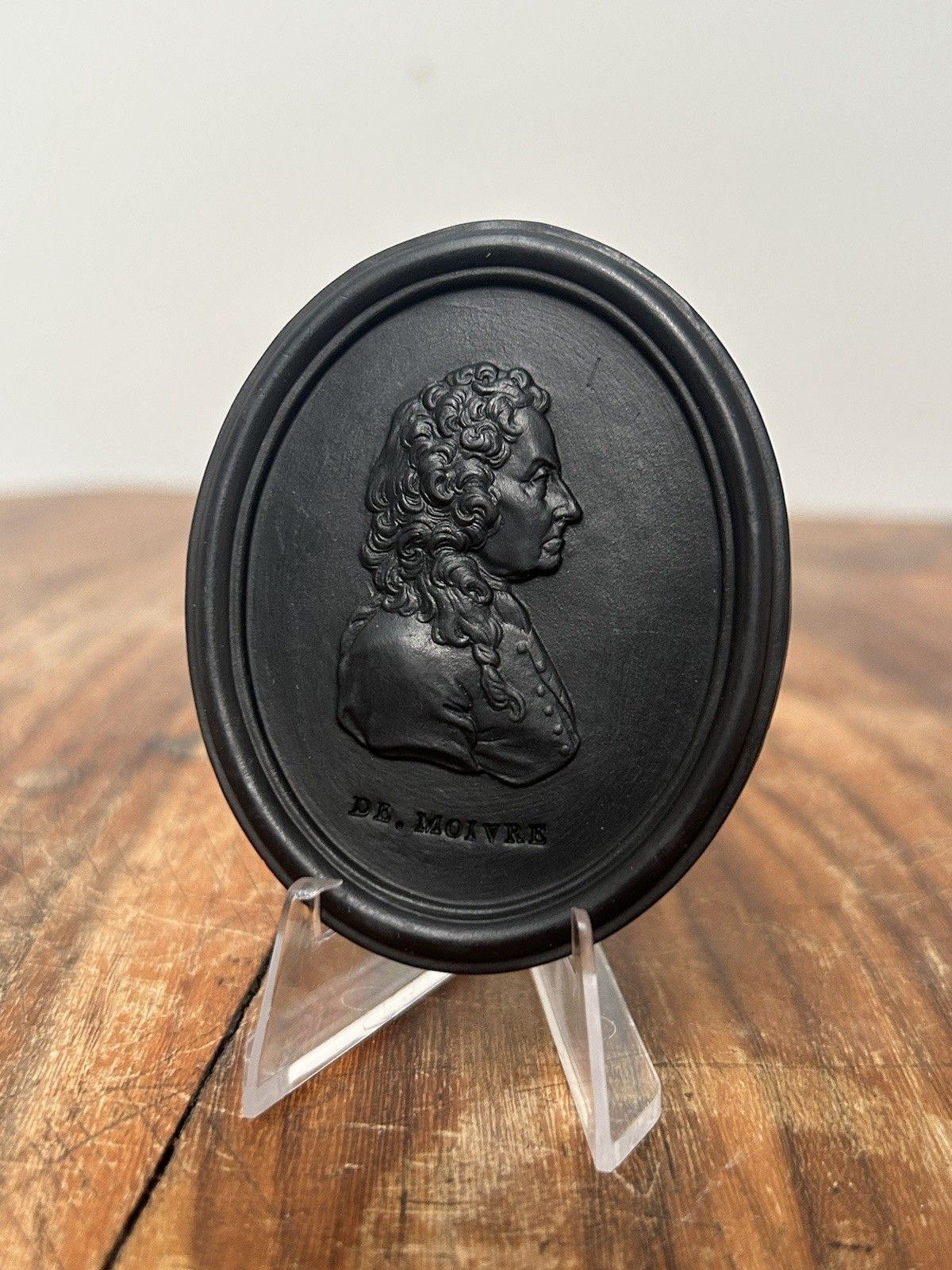 Wedgwood Bentley 18thc Black Basalt Medallion Of Abraham De Moivre 7cm
