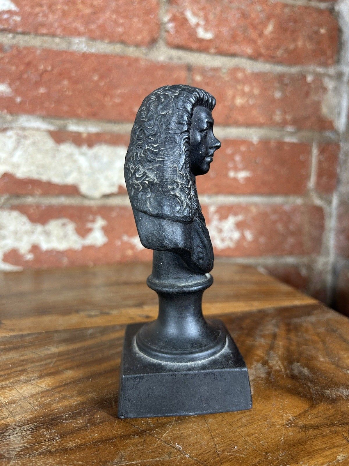 19th C French Black Basalt Bust Figurine – Rare Antique Sculpture 15cm photo for sale