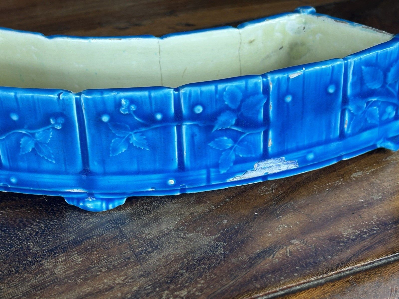Minton Majolica Floral Trough Vase – Antique Rectangular Planter 26cm photo buy