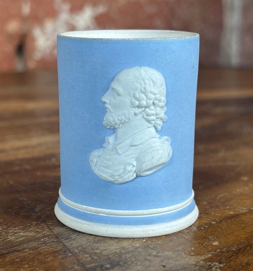 Wedgwood 1906 Jasperware Museum Opening Spill Vase, Wedgwood & Shakespeare photo for sale