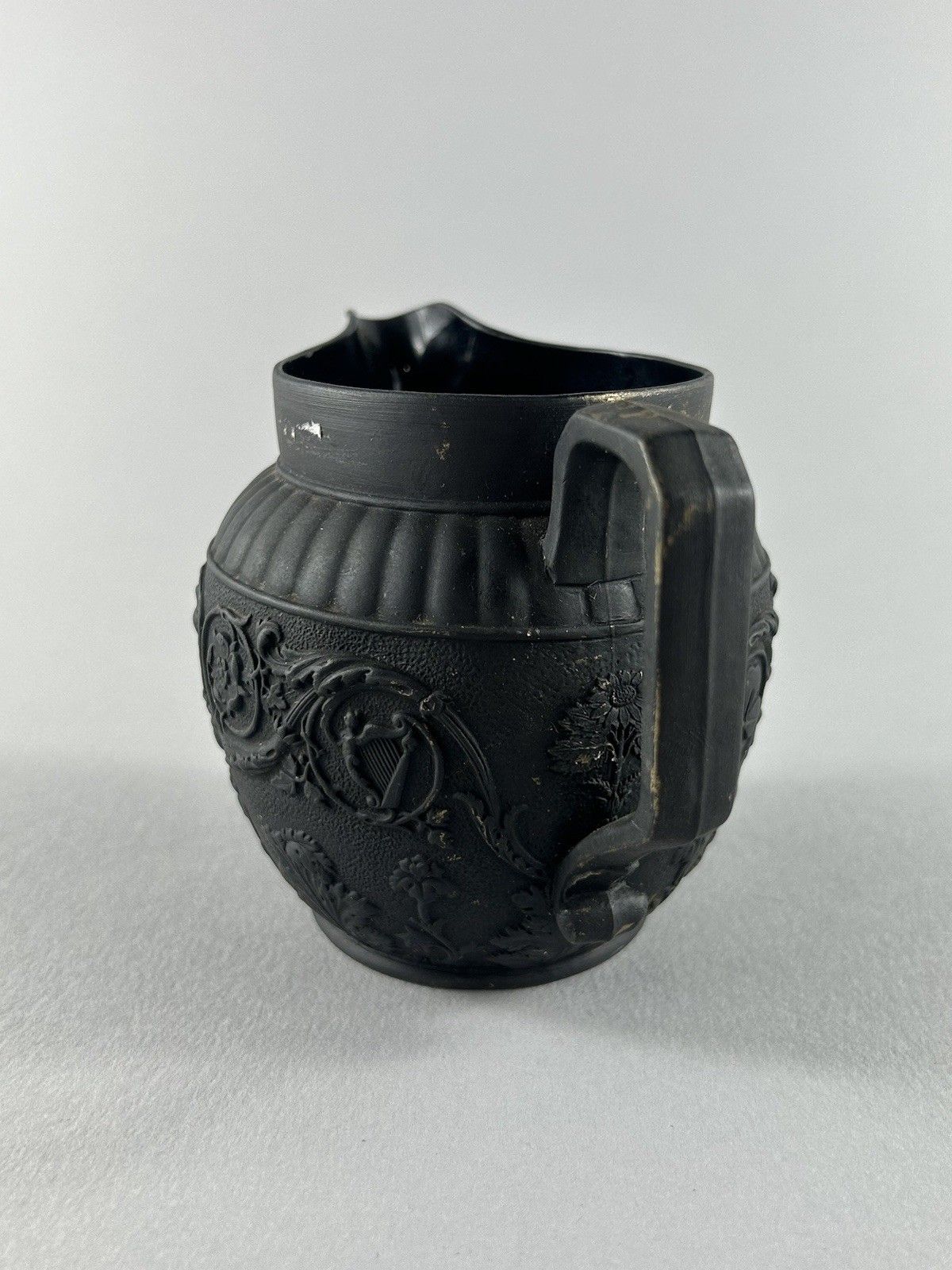 Antique Wedgwood Black Basalt Miniature Creamer Jug Four Nations 19thc Rare photo Home Decor