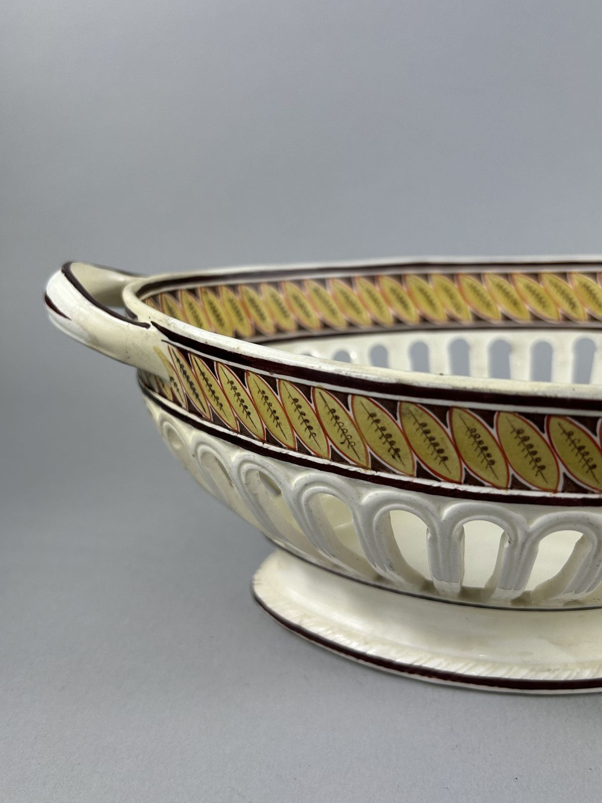 Antique Spode Creamware Reticulated Two Handle Centerpiece Bowl photo 195.0