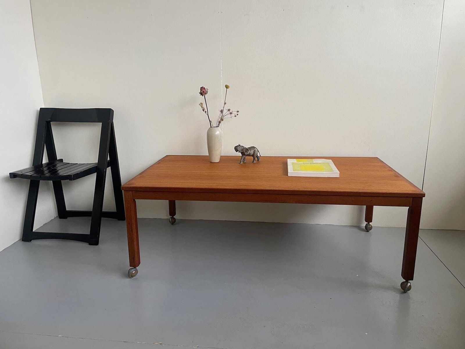 Extra Large Danish Teak Coffee Table Mid Century Modern With Castor Wheels