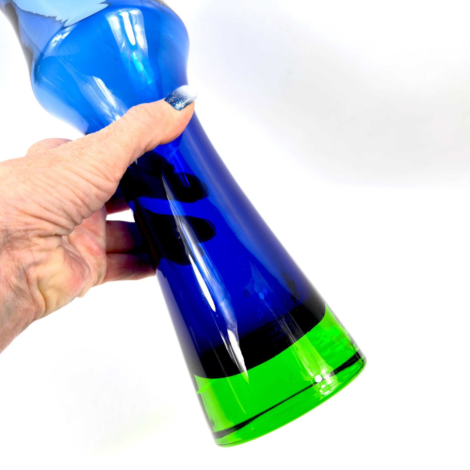 Art Glass Vase – Blue Green Bo Borgström For åseda, 1960s, 30 Cm photo vinterior