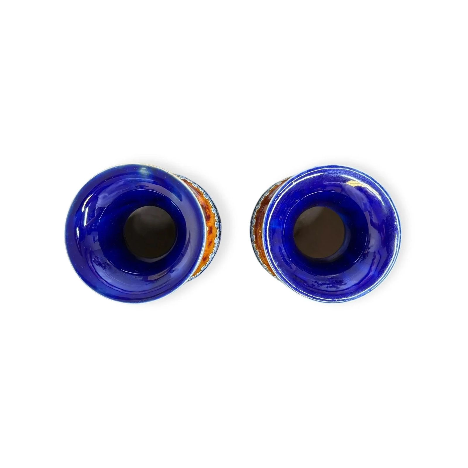 Royal Doulton Lambeth Revival Vases (Pair) Decorated By Elizabeth Pepper 2001 photo furniture