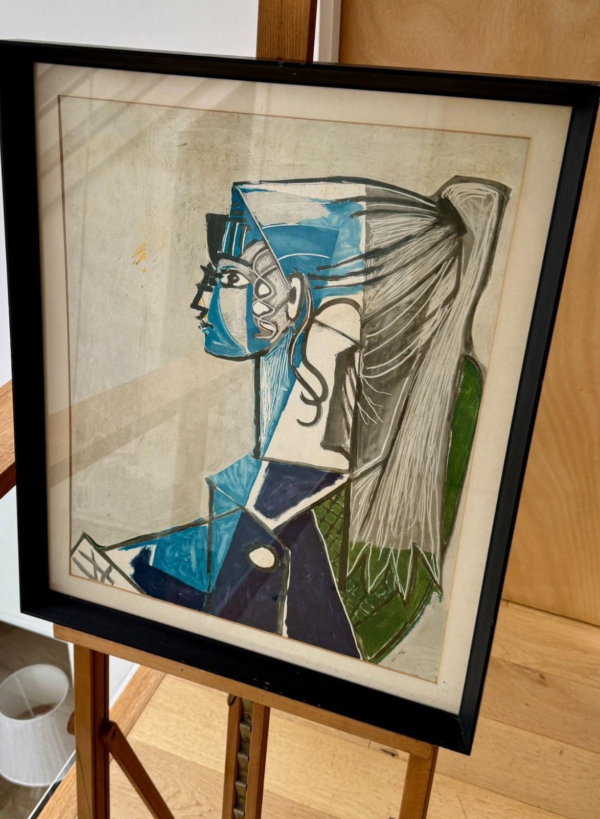 Vintage Framed Print Portrait Of Sylvette David In Green Chair By Pablo Picasso photo for sale