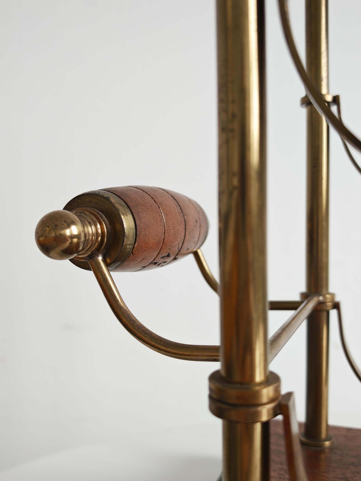 Mid Century Modern Wine Bottle Holder In Brass And Mahogany, France 1960s photo Furniture