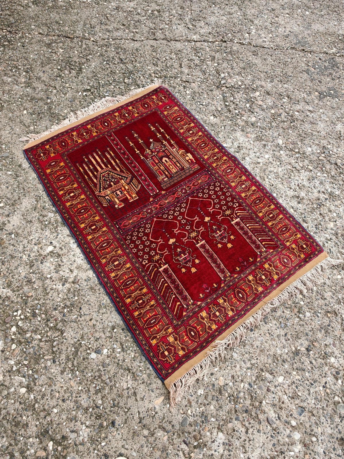 Textiles Vintage Aghan Baluch Prayer Rug With Islamic Motifs, Hand Knotted In Afghanistan photo