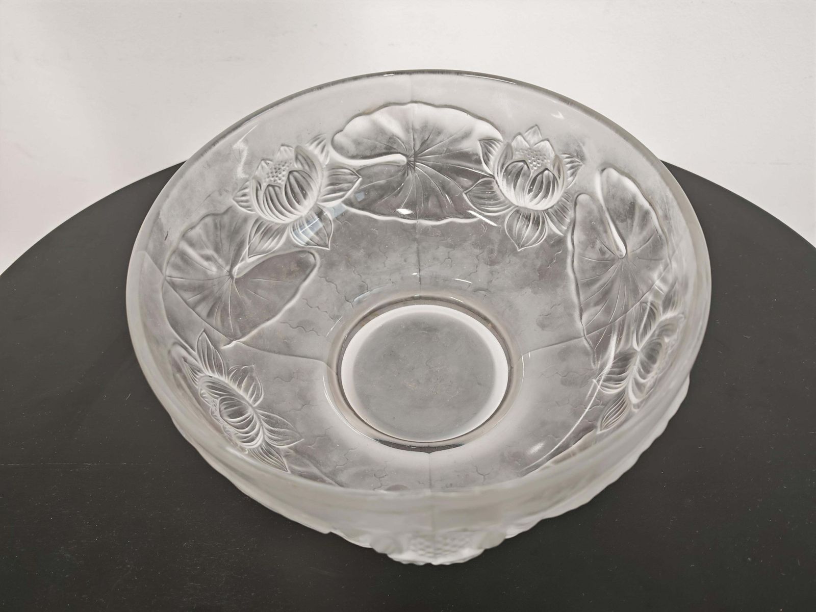Art Deco Glass Bowl "Water Lilies" By Josef Inwald For Barolac, Czech 1930s photo vinterior