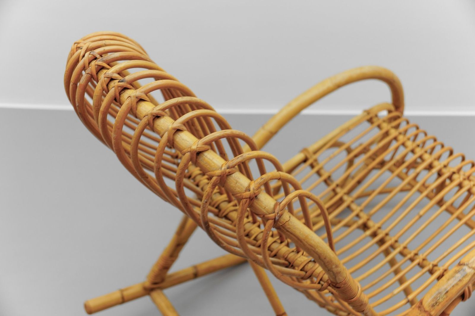 Mid Century Modern Rattan And Bamboo Rocking Chair, 1960s photo buy