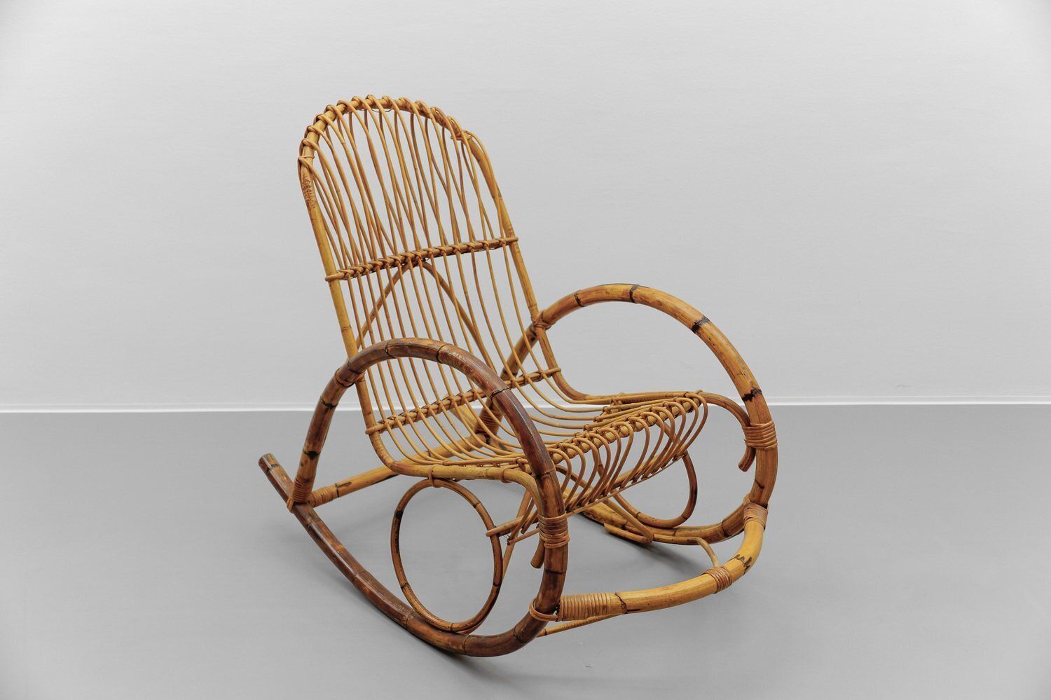 Mid Century Modern Rattan And Bamboo Rocking Chair, 1960s photo furniture