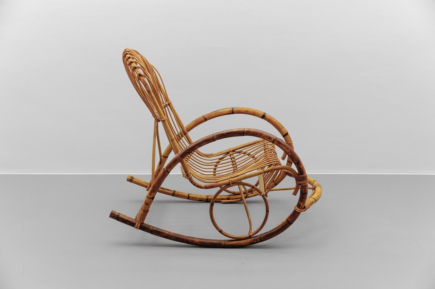 Mid Century Modern Rattan And Bamboo Rocking Chair, 1960s photo Furniture