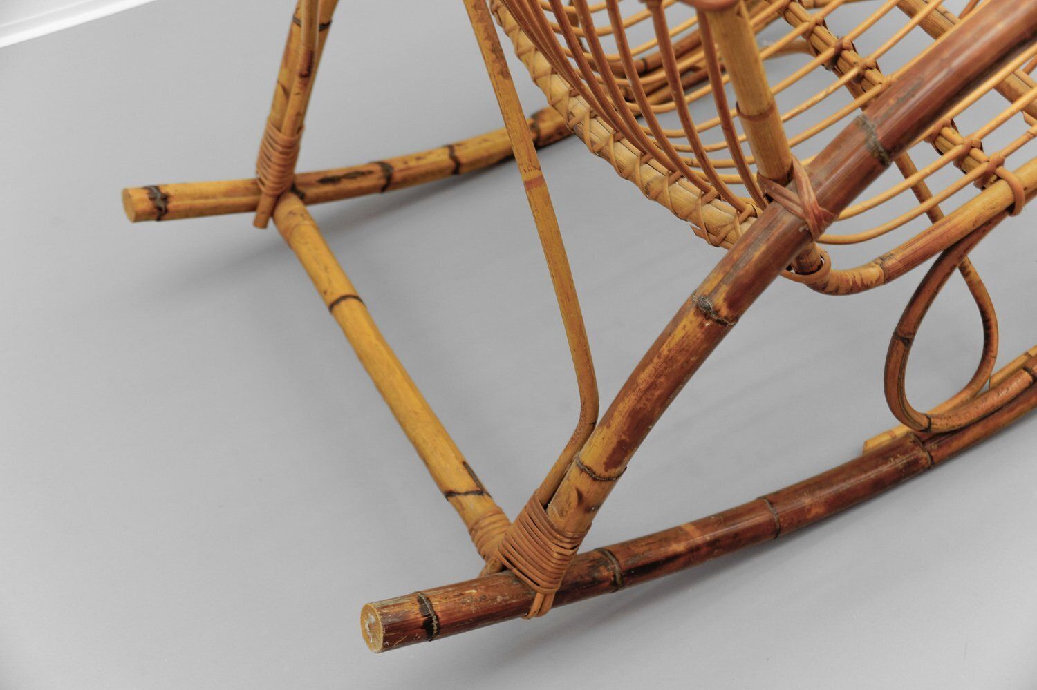 photo furniture Mid Century Modern Rattan And Bamboo Rocking Chair, 1960s