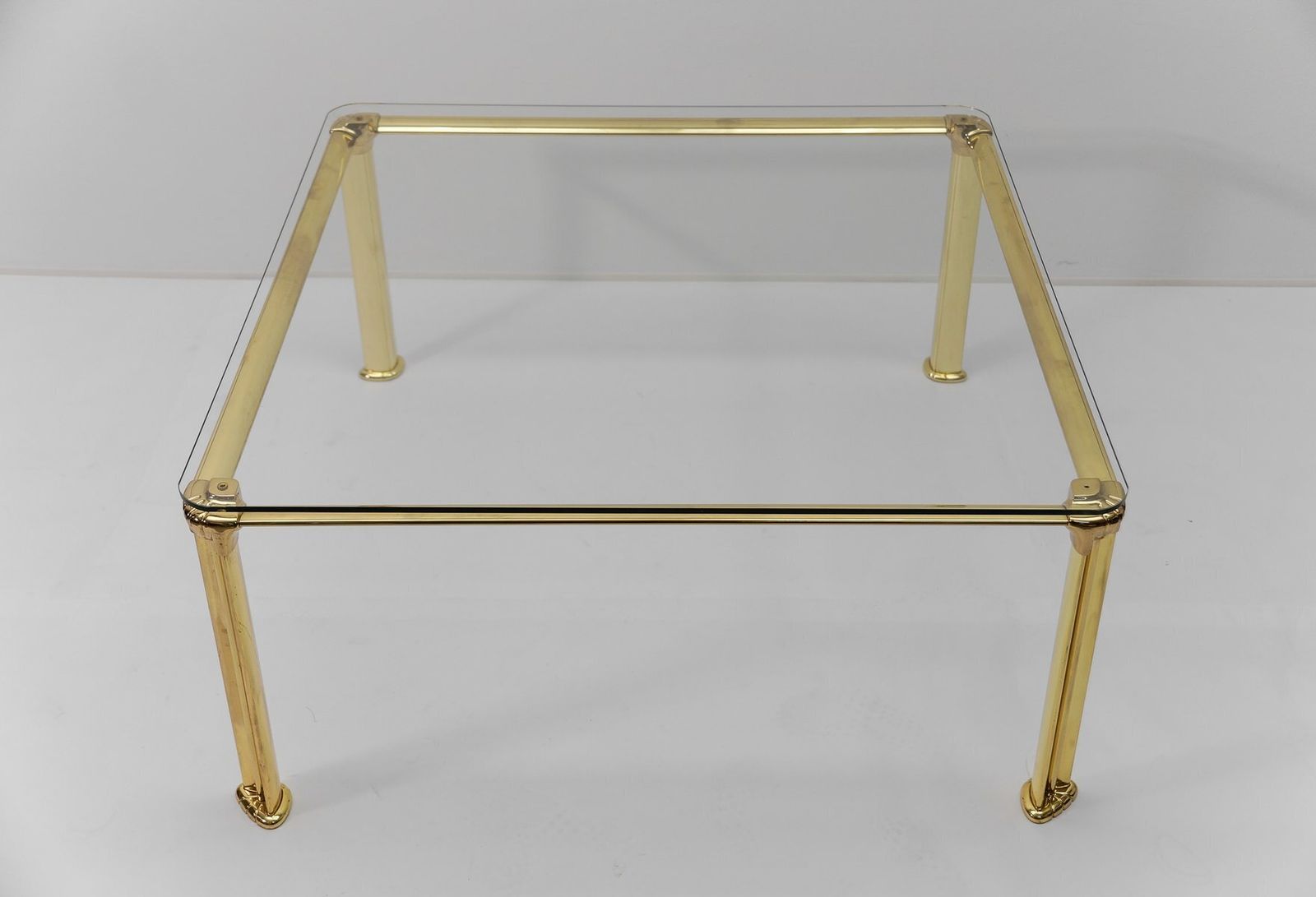 Hollywood Regency Golden Brass And Glass Coffee Table, 1970s photo for sale