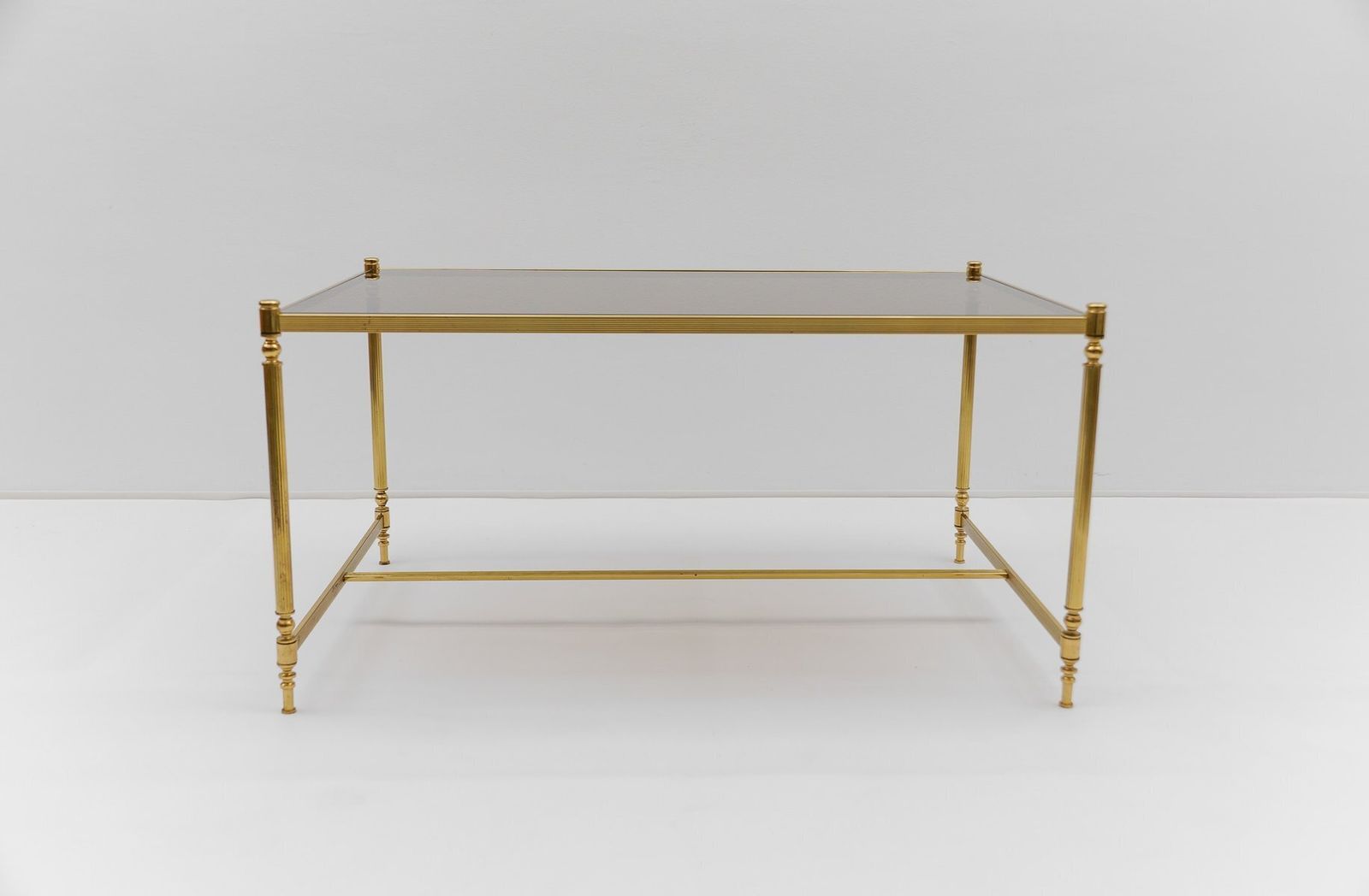 Square Gilt And Smoked Glass Coffee Table In The Style Of Chiavari, 1970s
