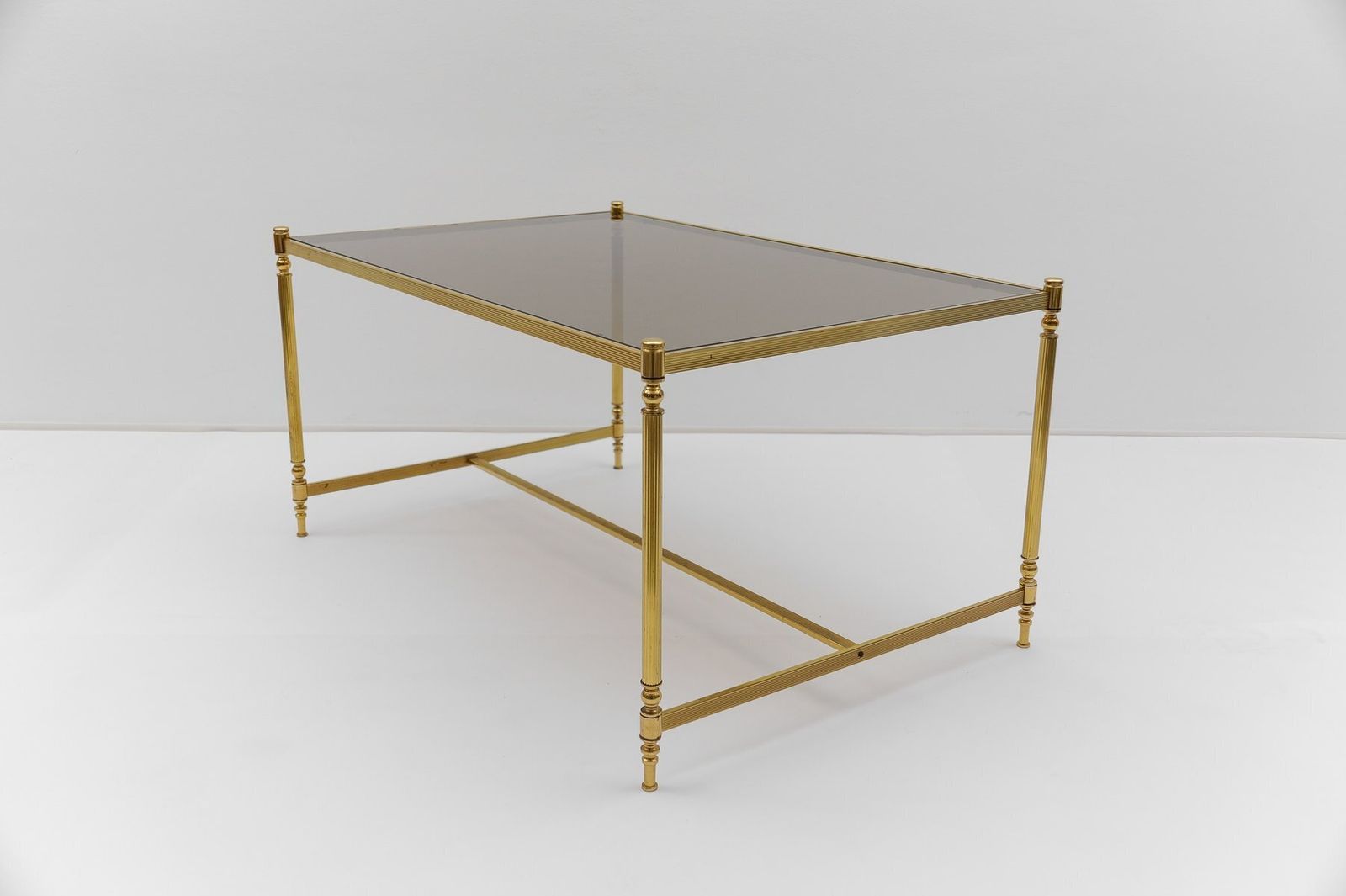 Square Gilt And Smoked Glass Coffee Table In The Style Of Chiavari, 1970s photo Furniture