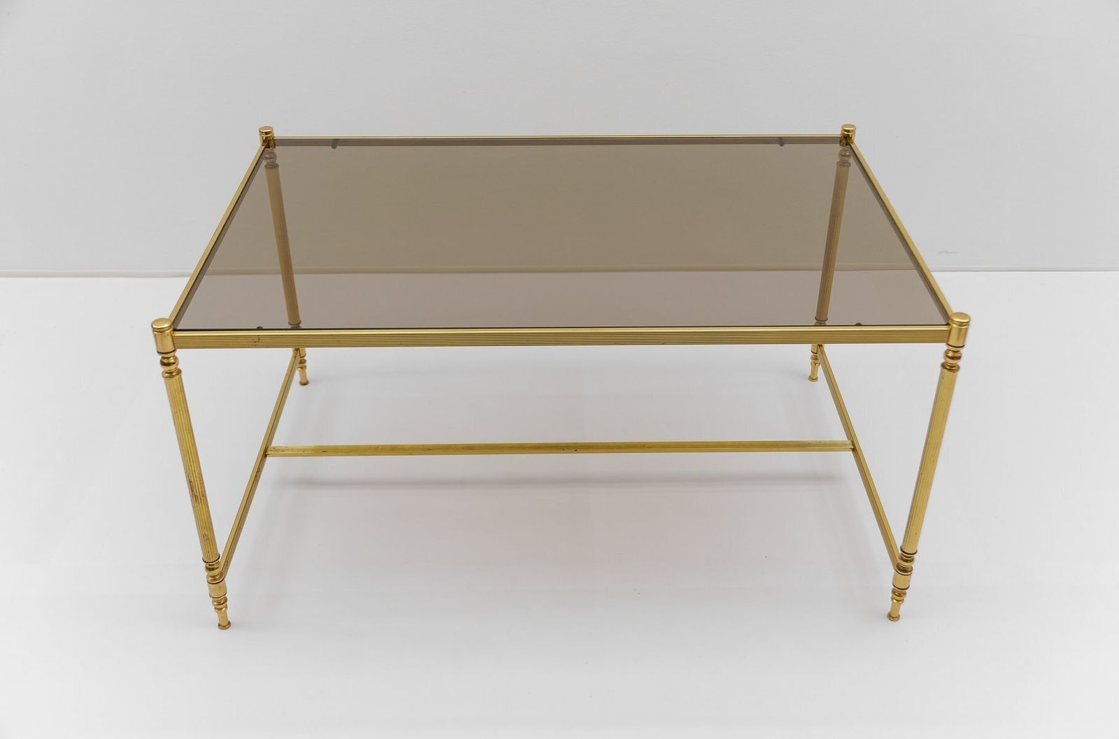 Square Gilt And Smoked Glass Coffee Table In The Style Of Chiavari, 1970s photo vinterior