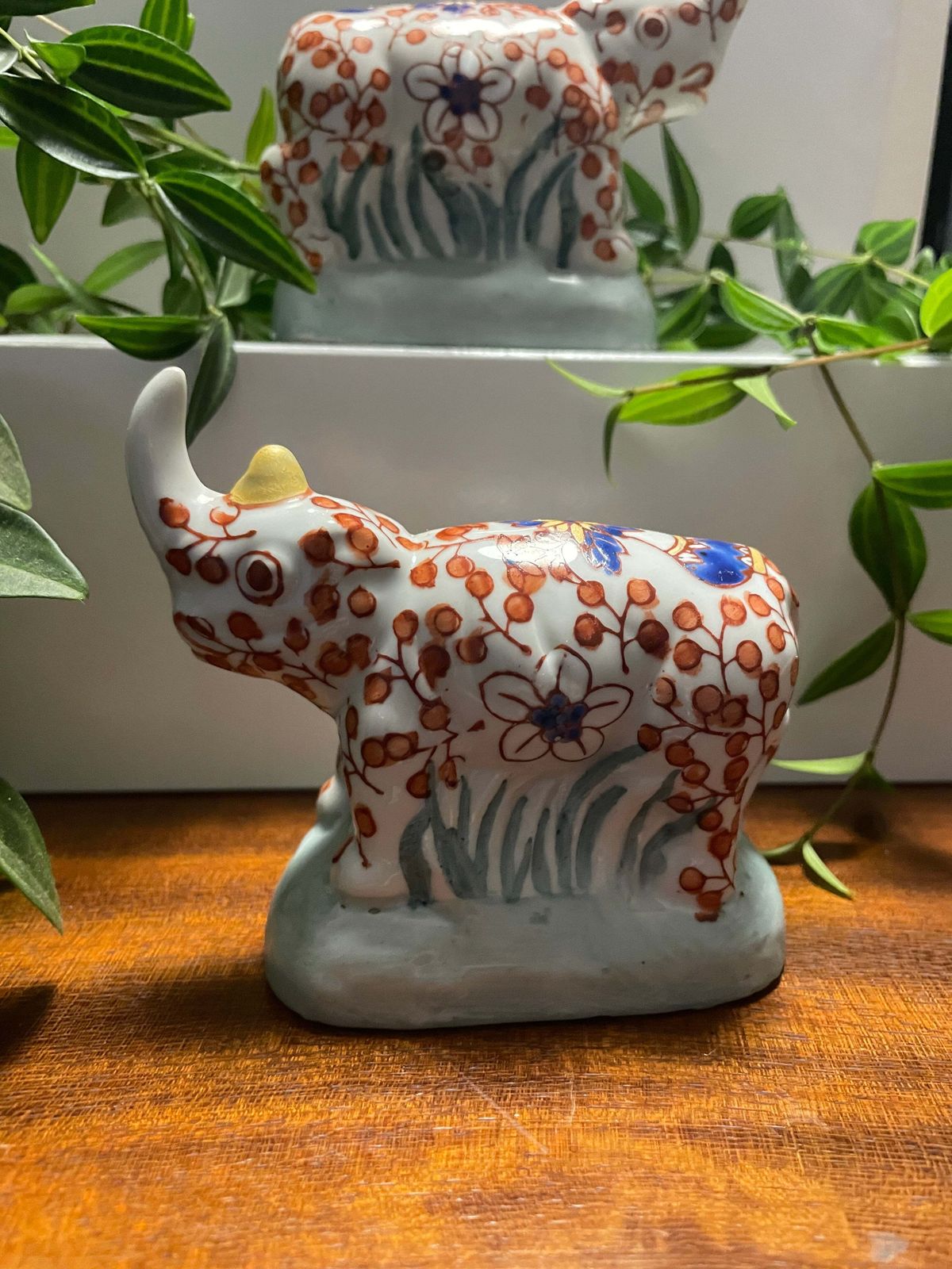 Chinese Imari Porcelain Rhino Figurines X 2 photo furniture