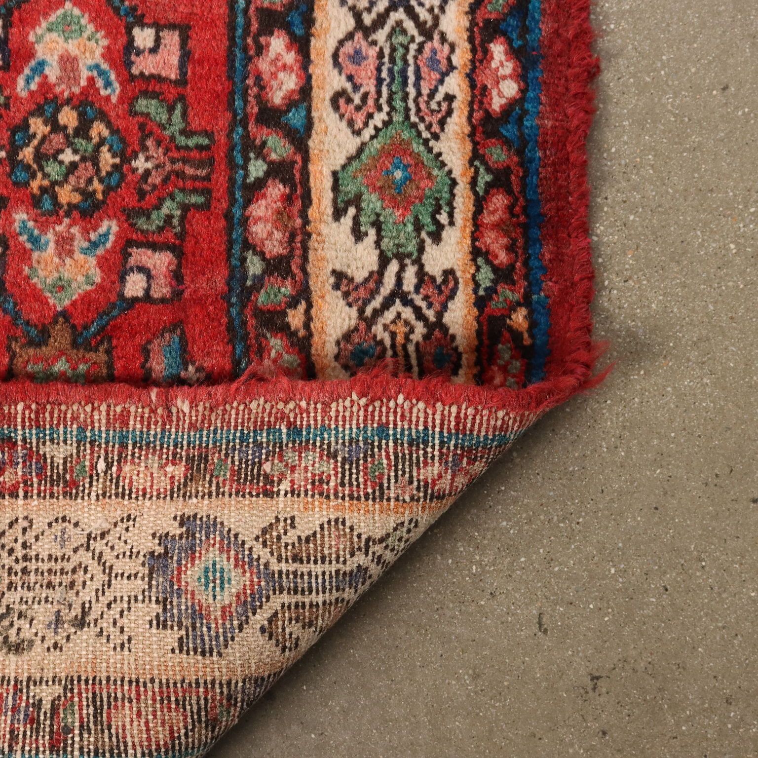 Antique Asian Carpet Cotton Wool Heavy Knot 116 X 41 In photo buy