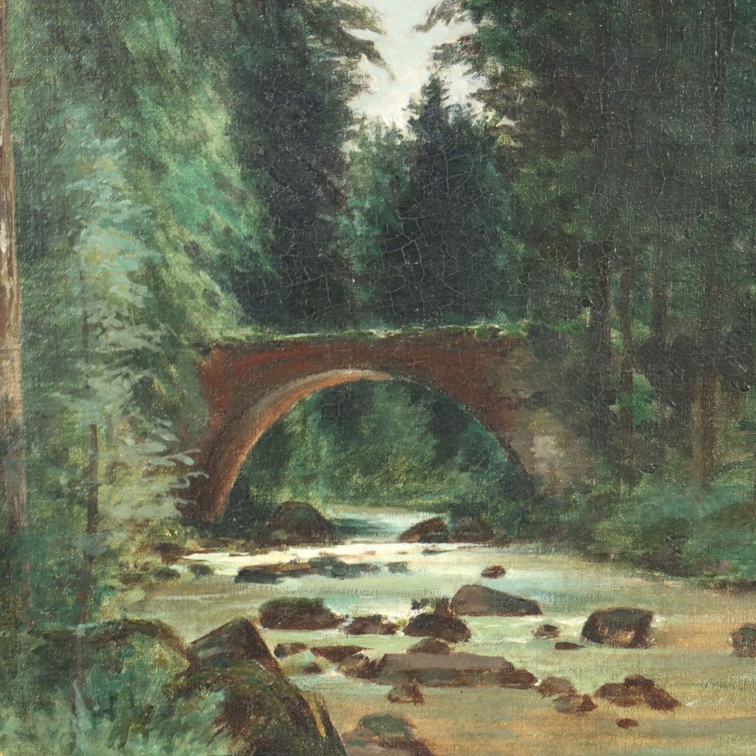 Antique Painting Wooden Landscape Signed Tristan Lacroix 1883 photo vintage