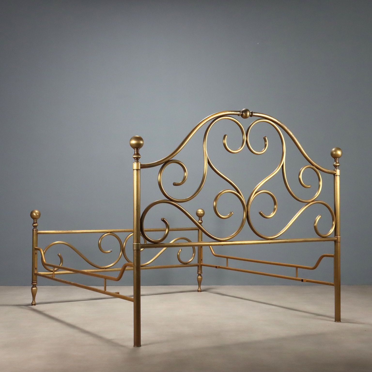 photo for sale Antique Double Bed Brass Decorations Italy XX Century