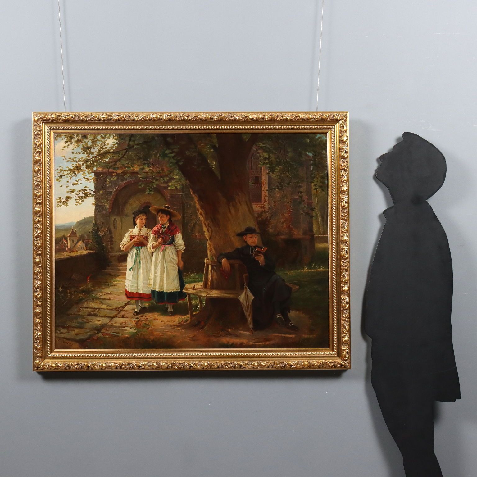 Antique Painting Copy From Benjamin Vautier Oil On Canvas XIX Century photo furniture