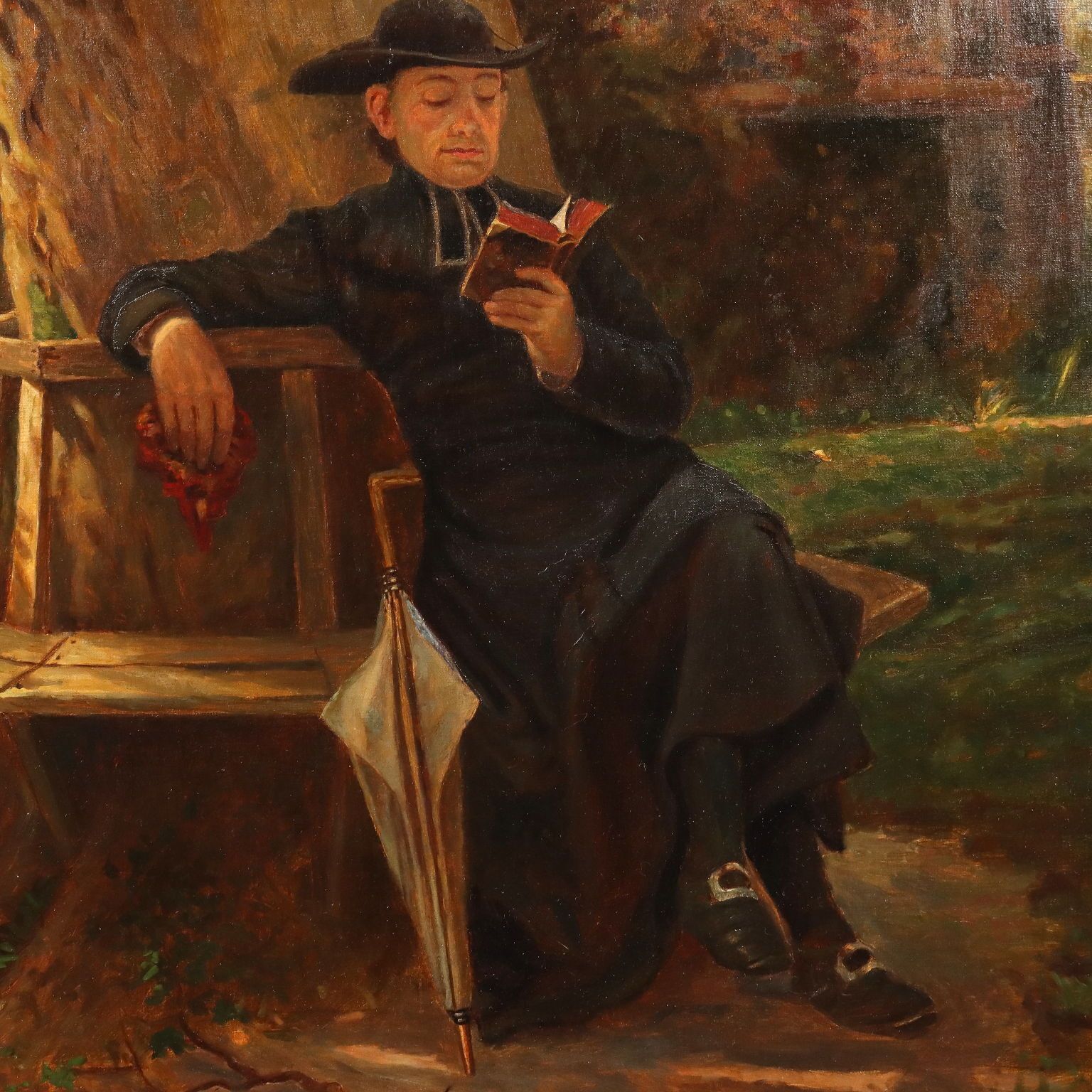 Antique Painting Copy From Benjamin Vautier Oil On Canvas XIX Century photo vinterior