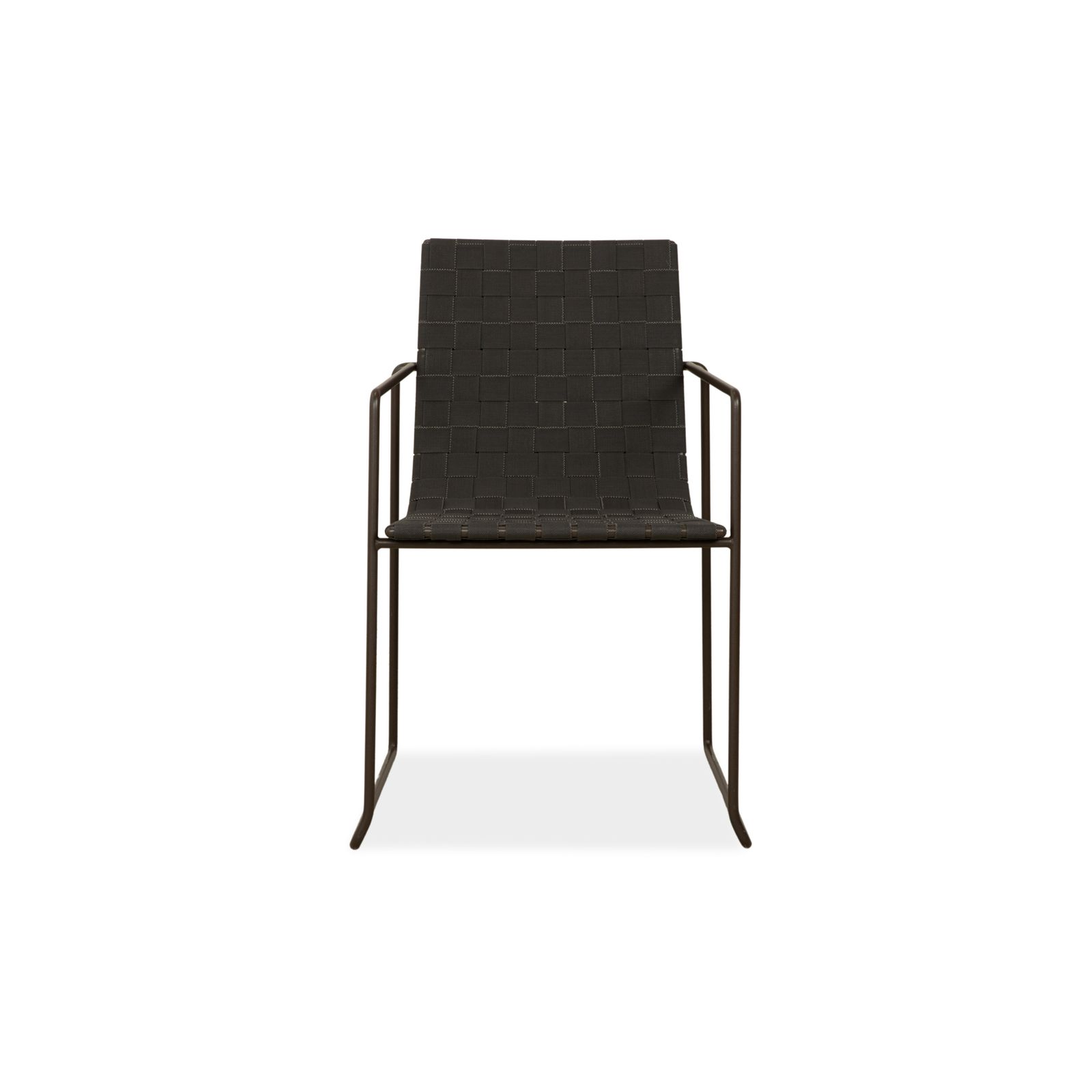 photo furniture Set Of 4 Andreu World Trenza Metal Chairs, Anthracite Brown, Including Armrests