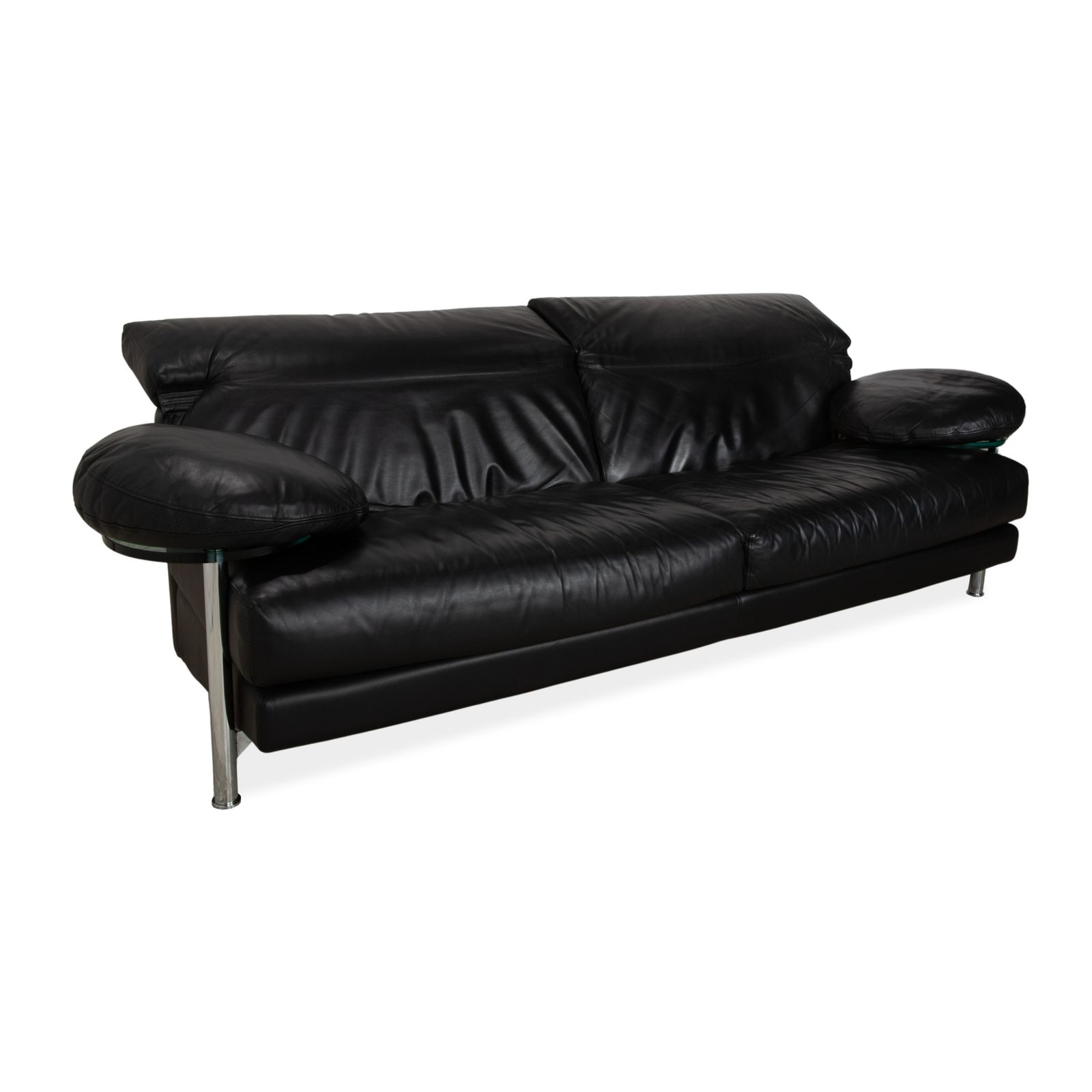 B&B Italia Arca Leather Three Seater Black Manual Function Sofa photo for sale