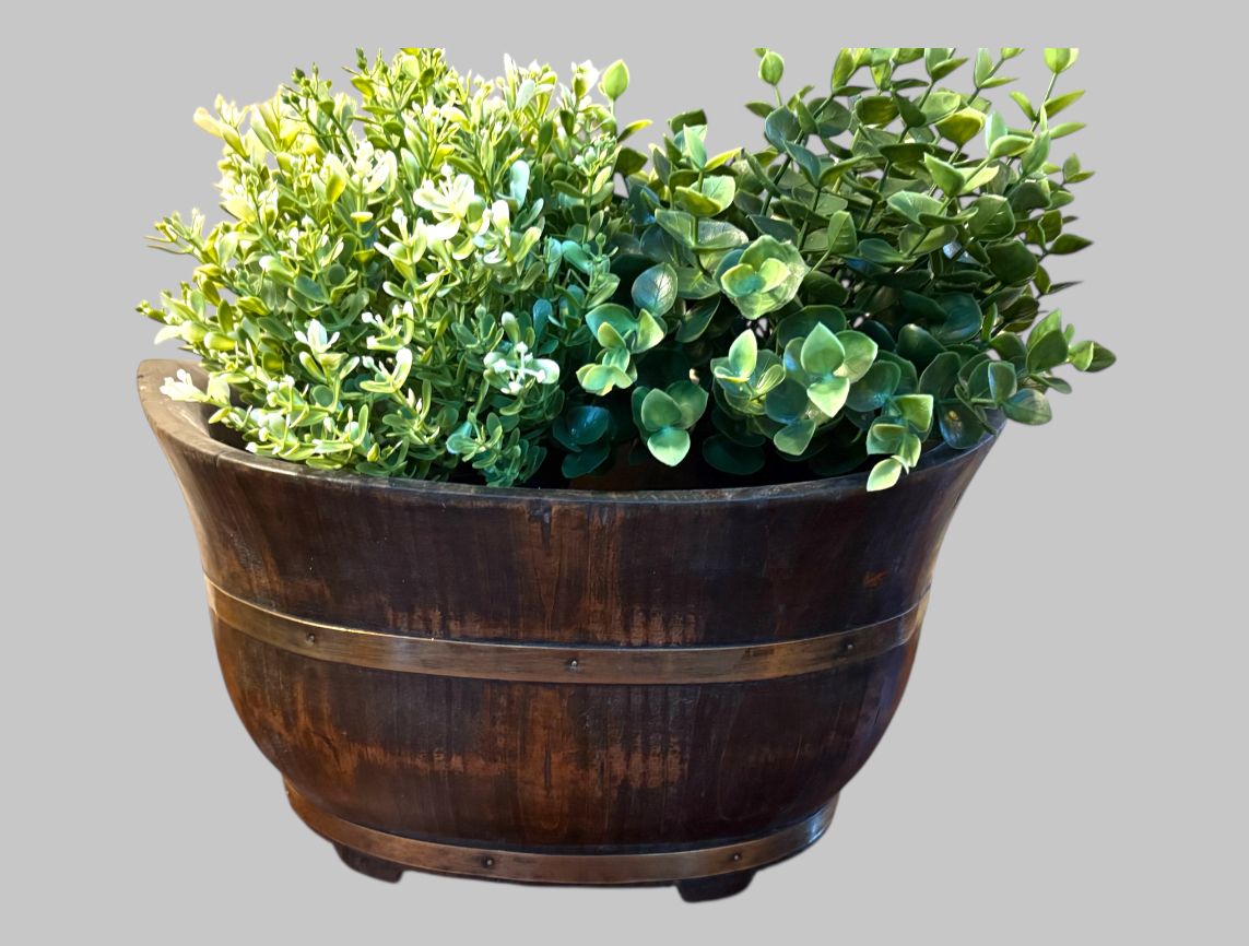 Coopered Wooden Planter / Small Barrel Tub (20th Century)